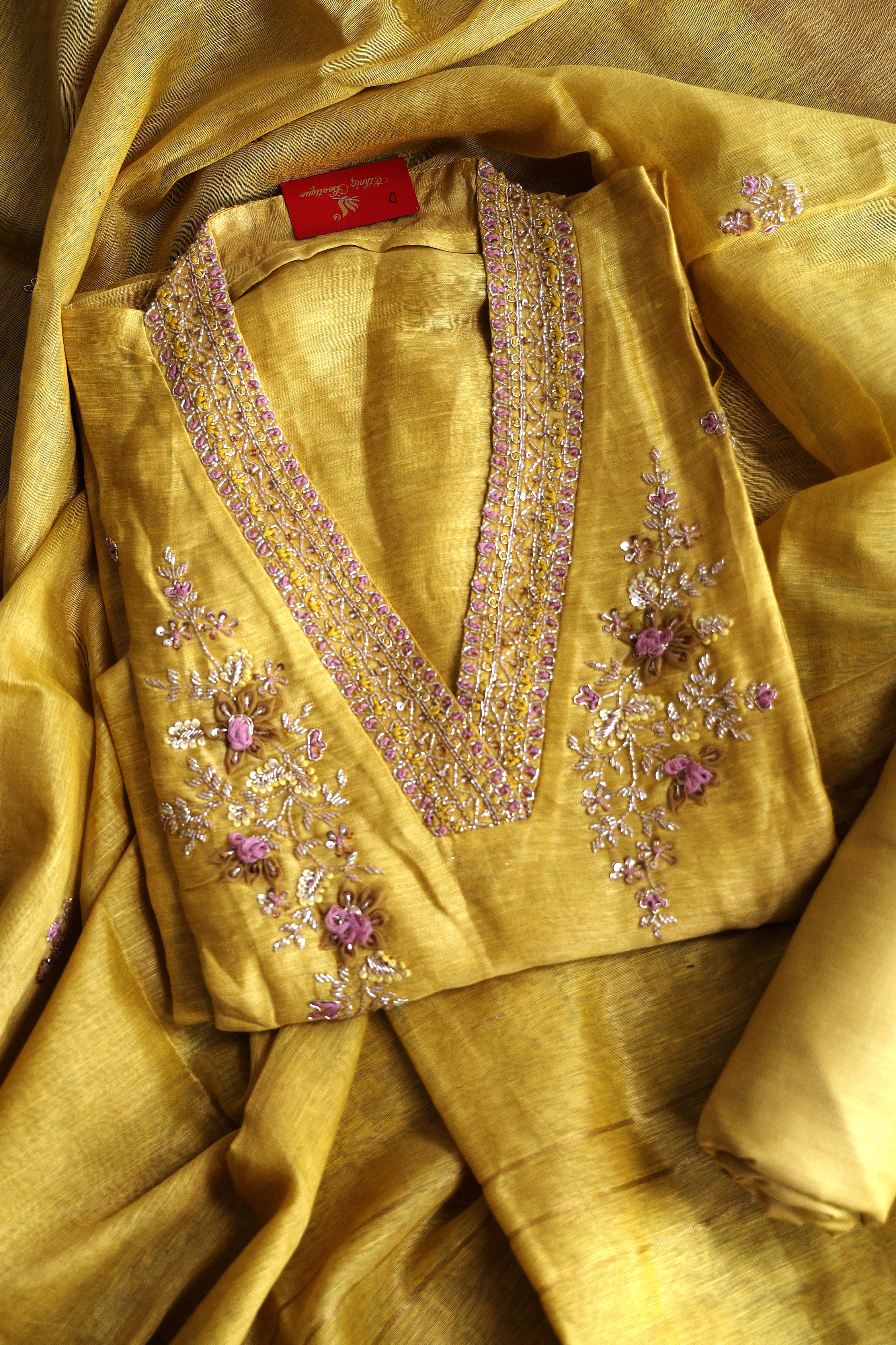 Linen Hand Zardosi Work Suit Piece