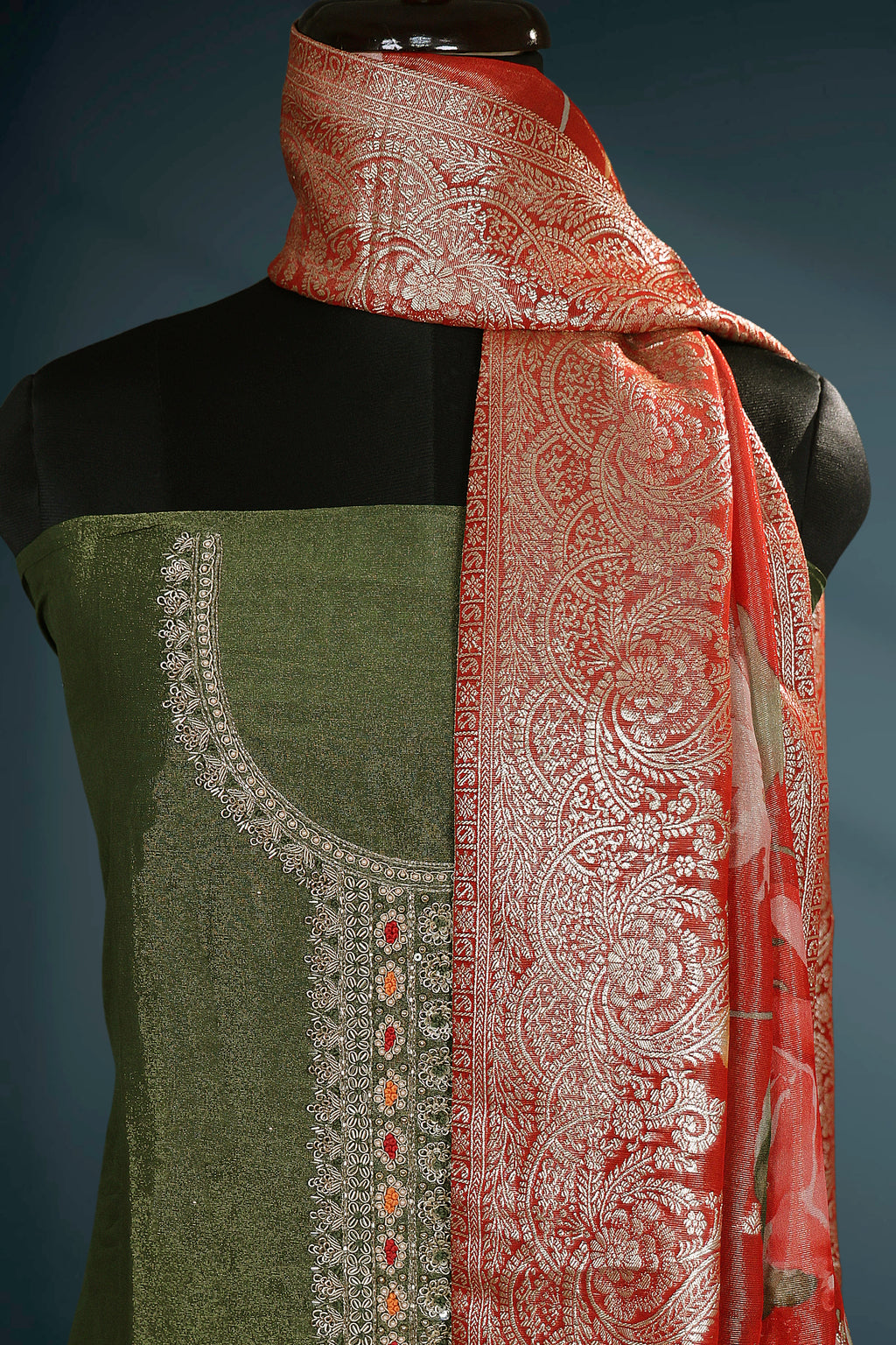 Tissue Zardosi Work Suit Piece