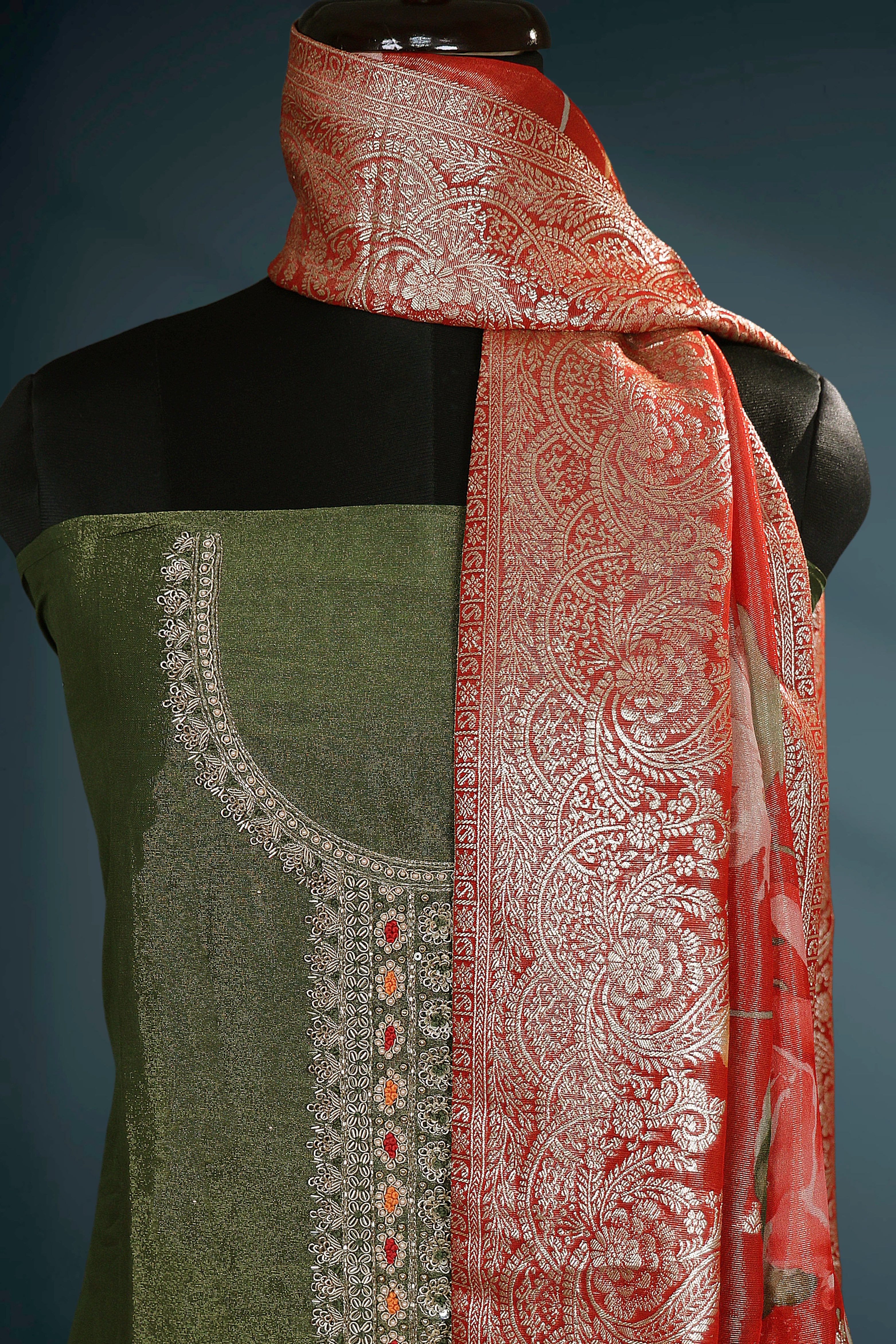 Tissue Zardosi Work Suit Piece