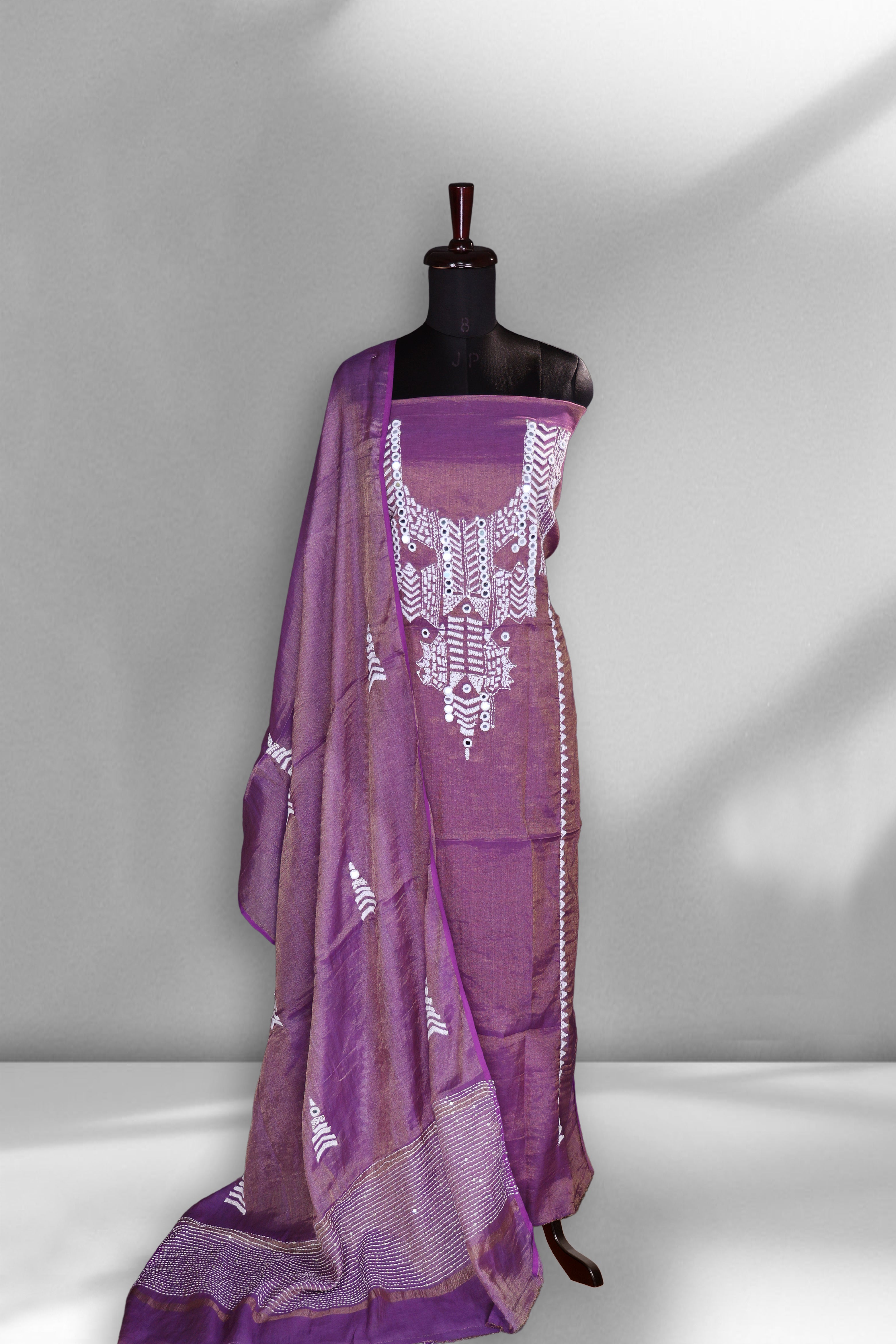 Chanderi Tissue Handwork Suit Piece