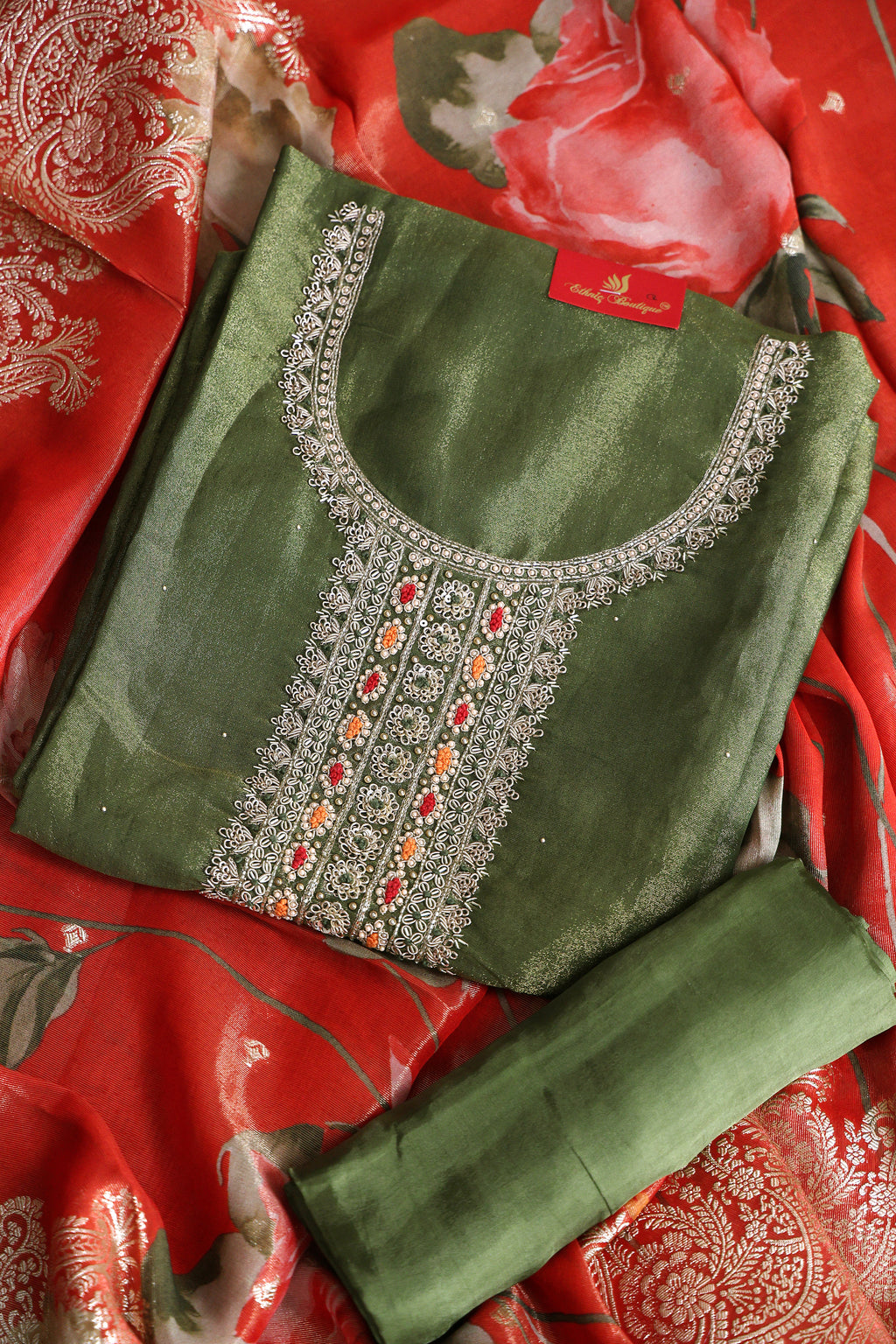 Tissue Zardosi Work Suit Piece