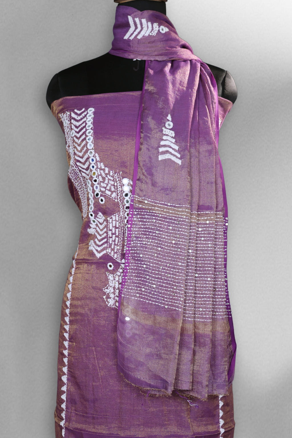 Chanderi Tissue Handwork Suit Piece