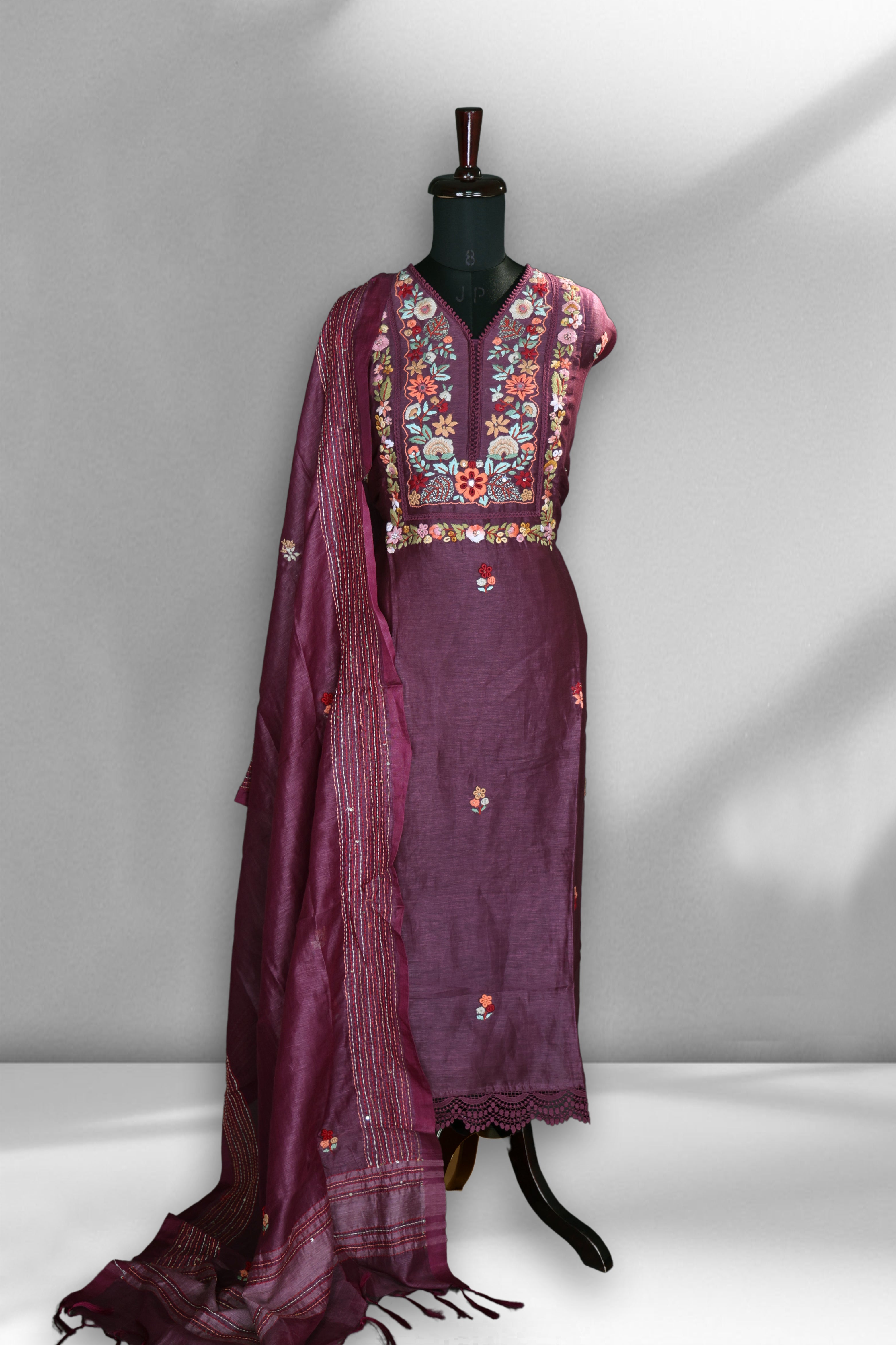 Silk Linen Handwork Suit Piece