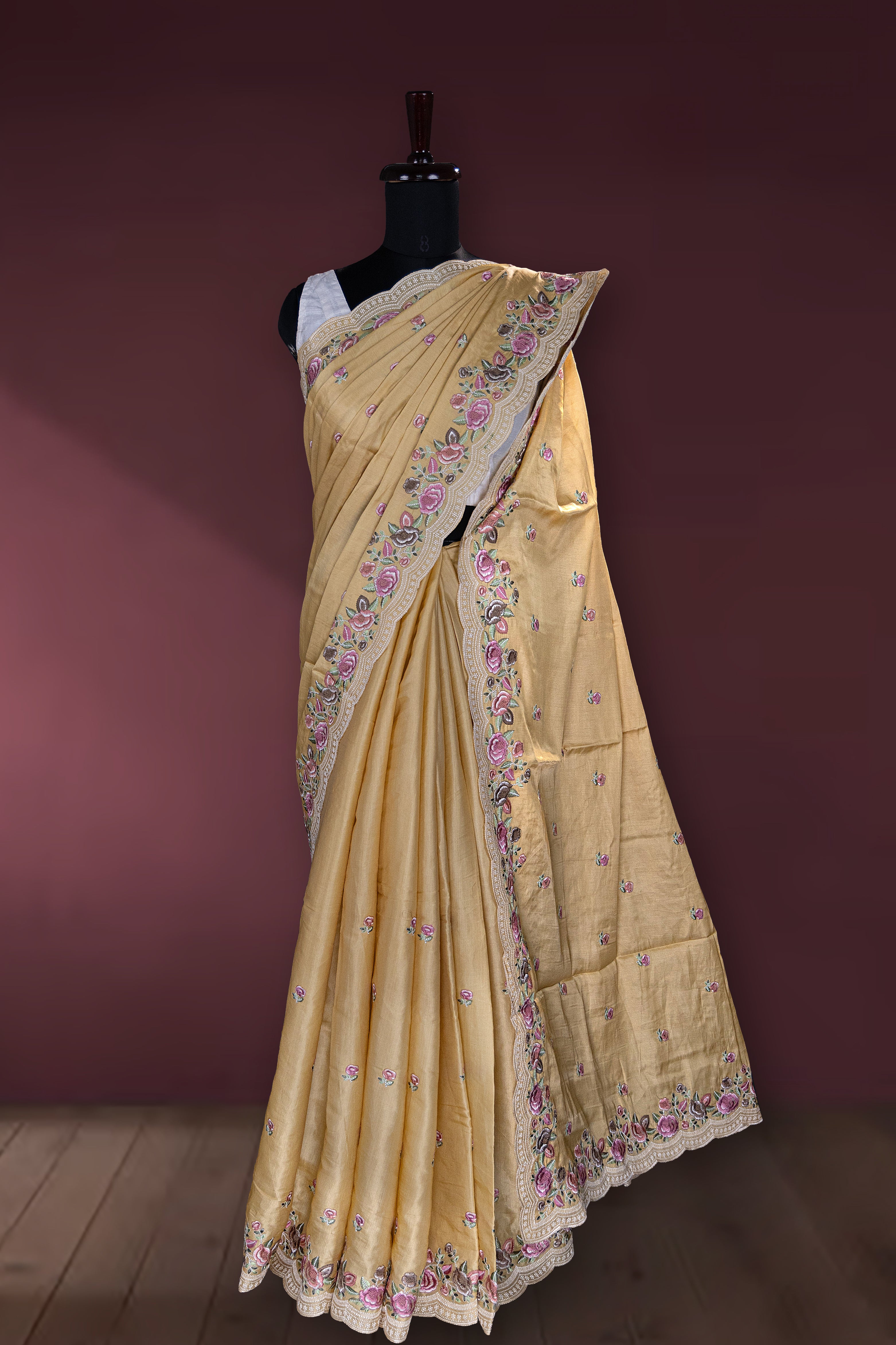 Semi Tussar Embroidery