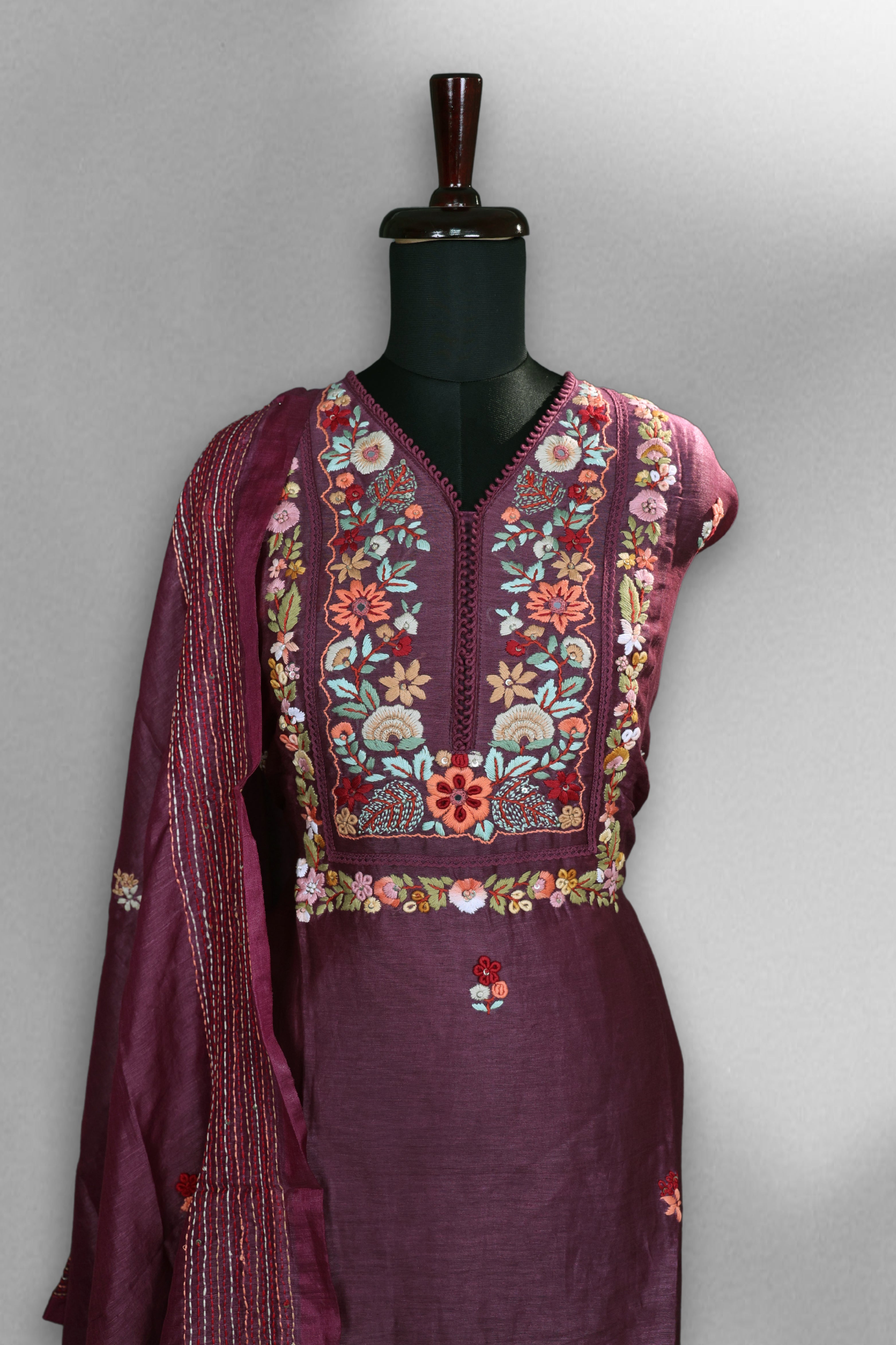 Silk Linen Handwork Suit Piece