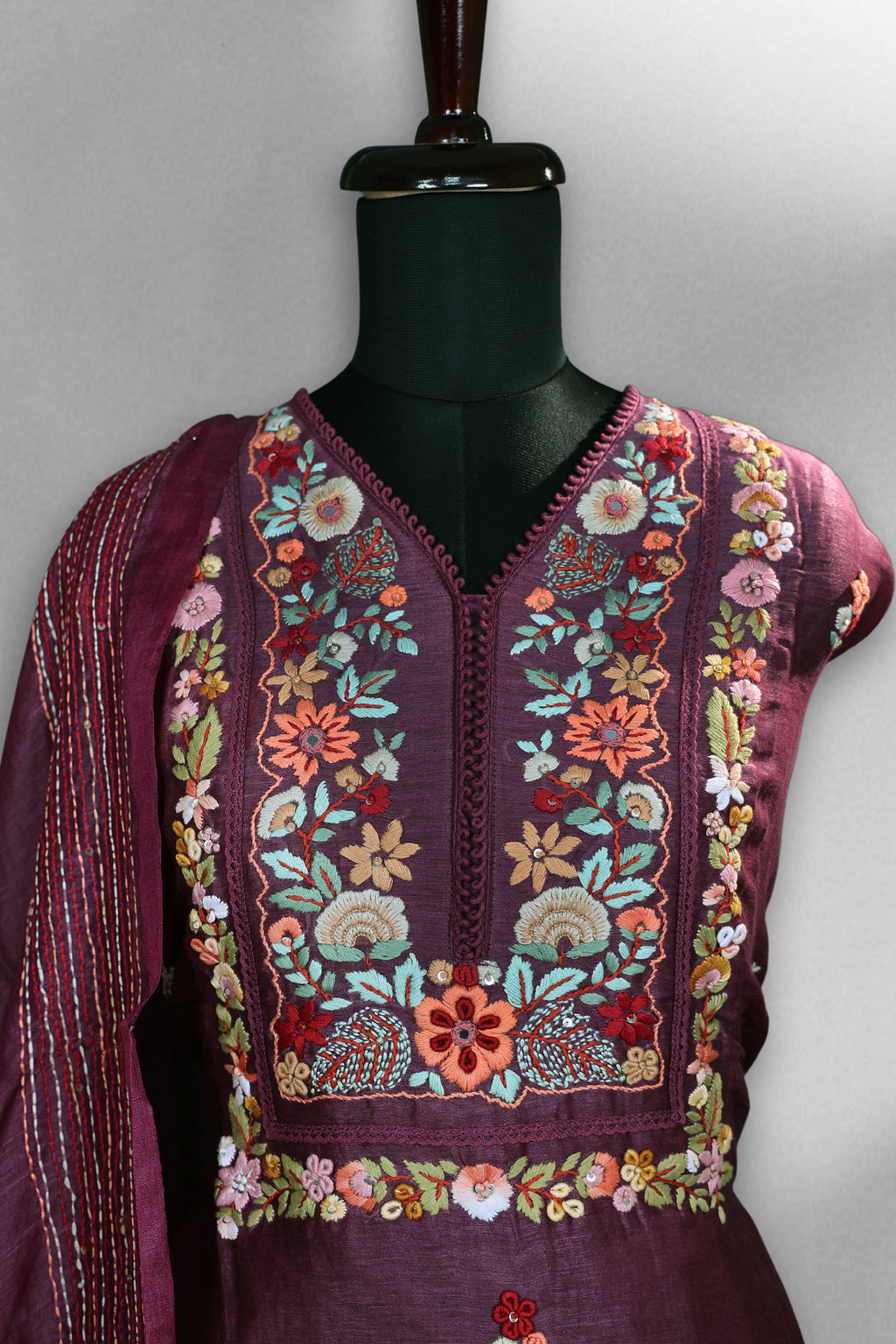 Silk Linen Handwork Suit Piece
