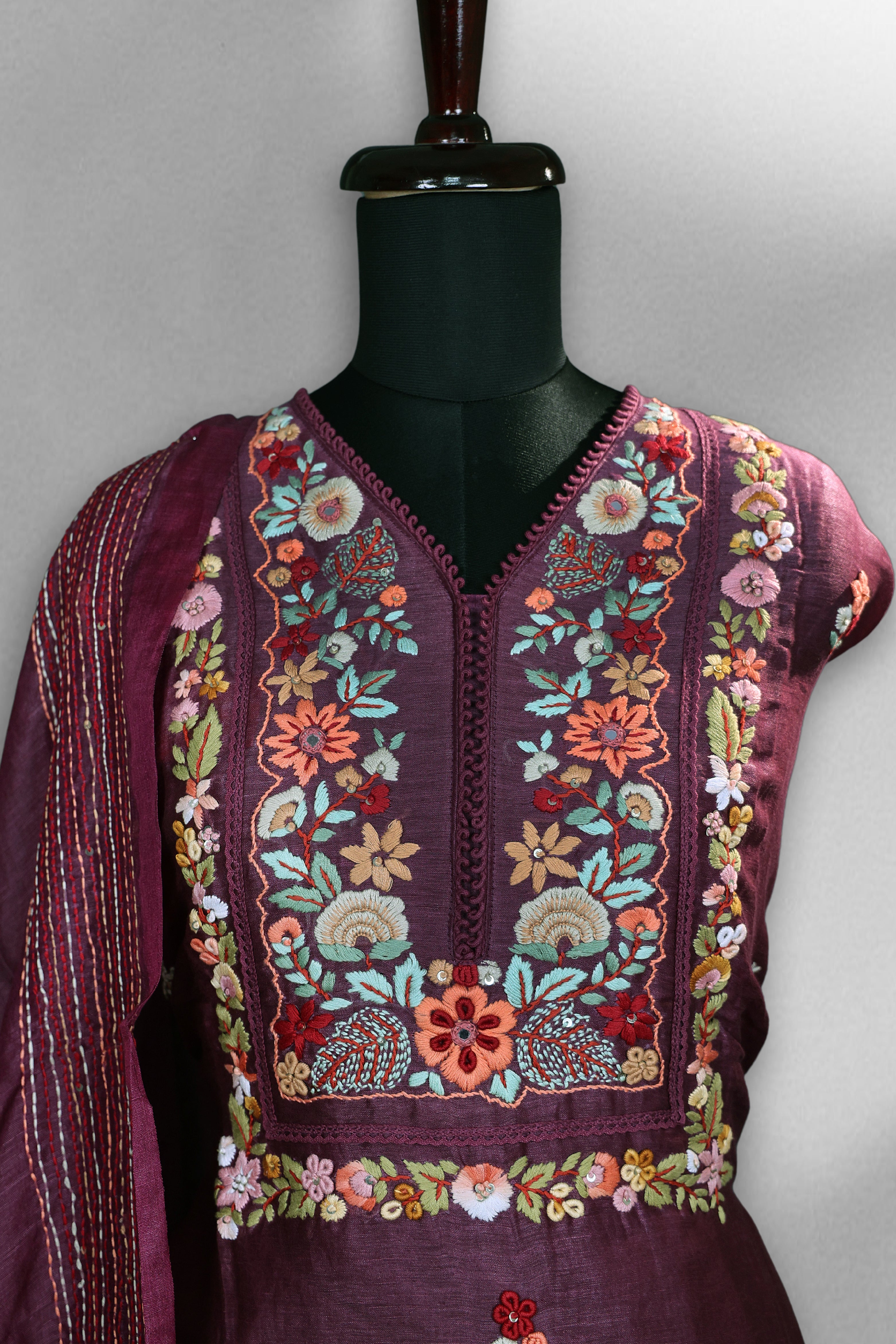 Silk Linen Handwork Suit Piece