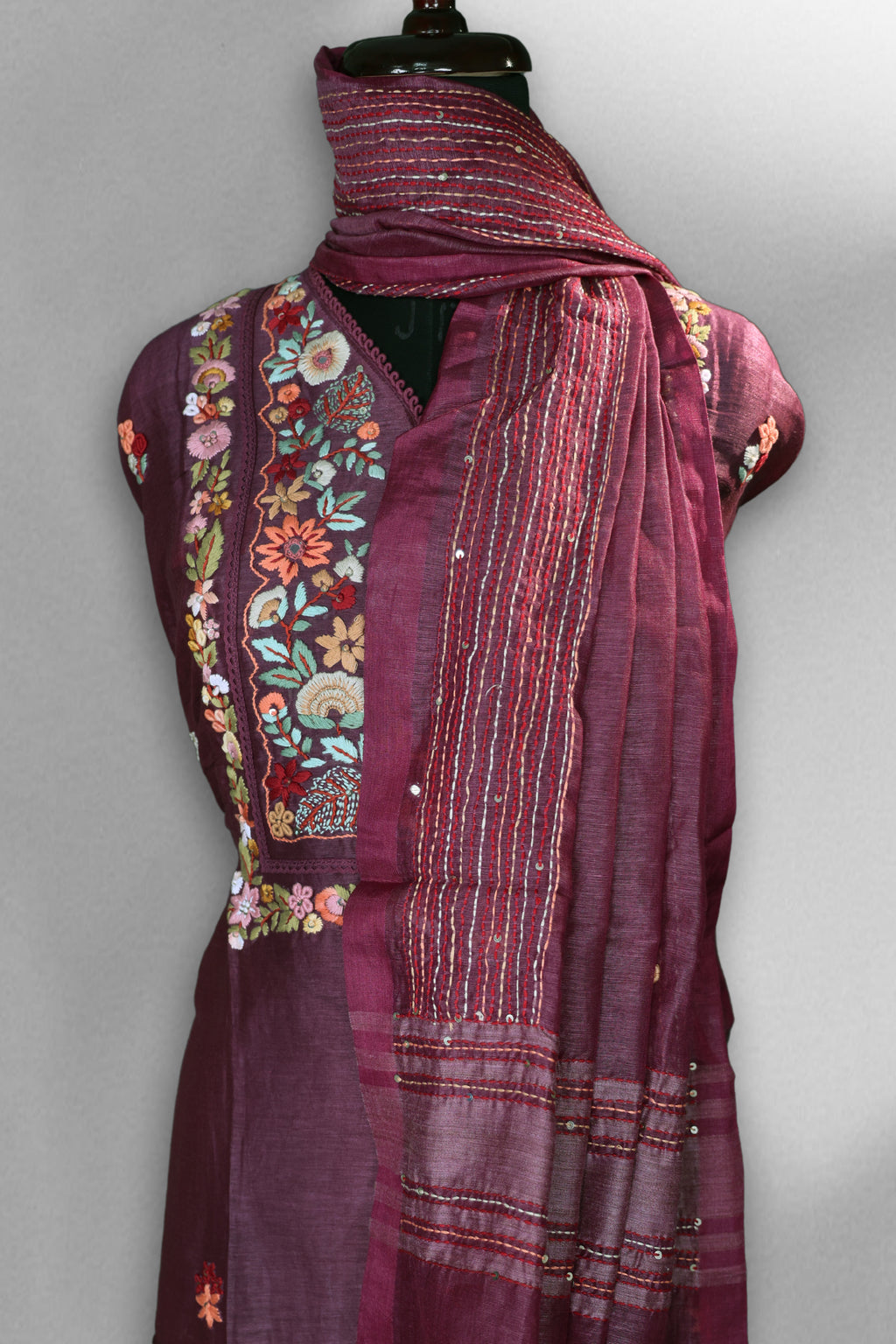 Silk Linen Handwork Suit Piece