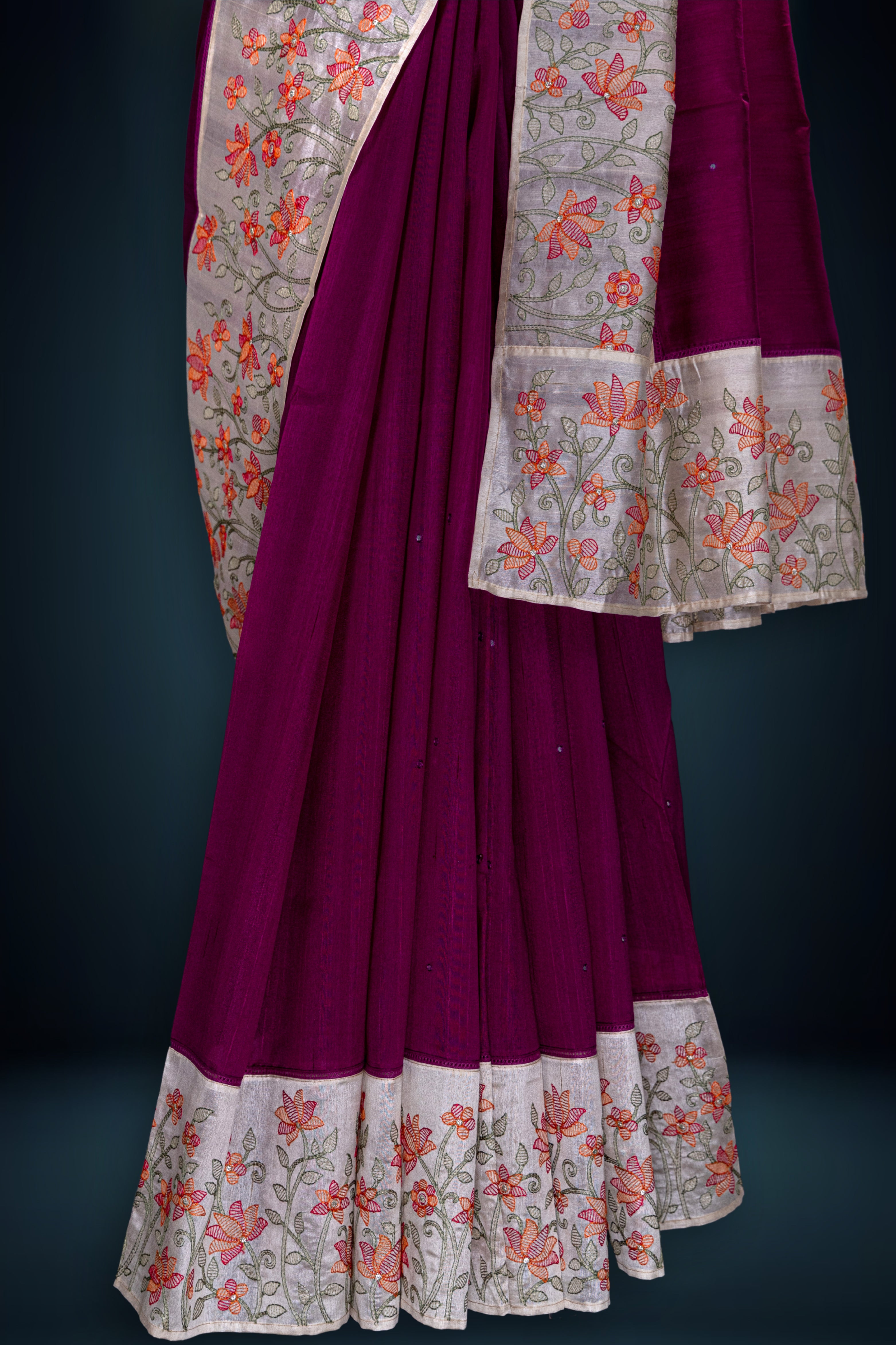 Semi Tussar Embroidery