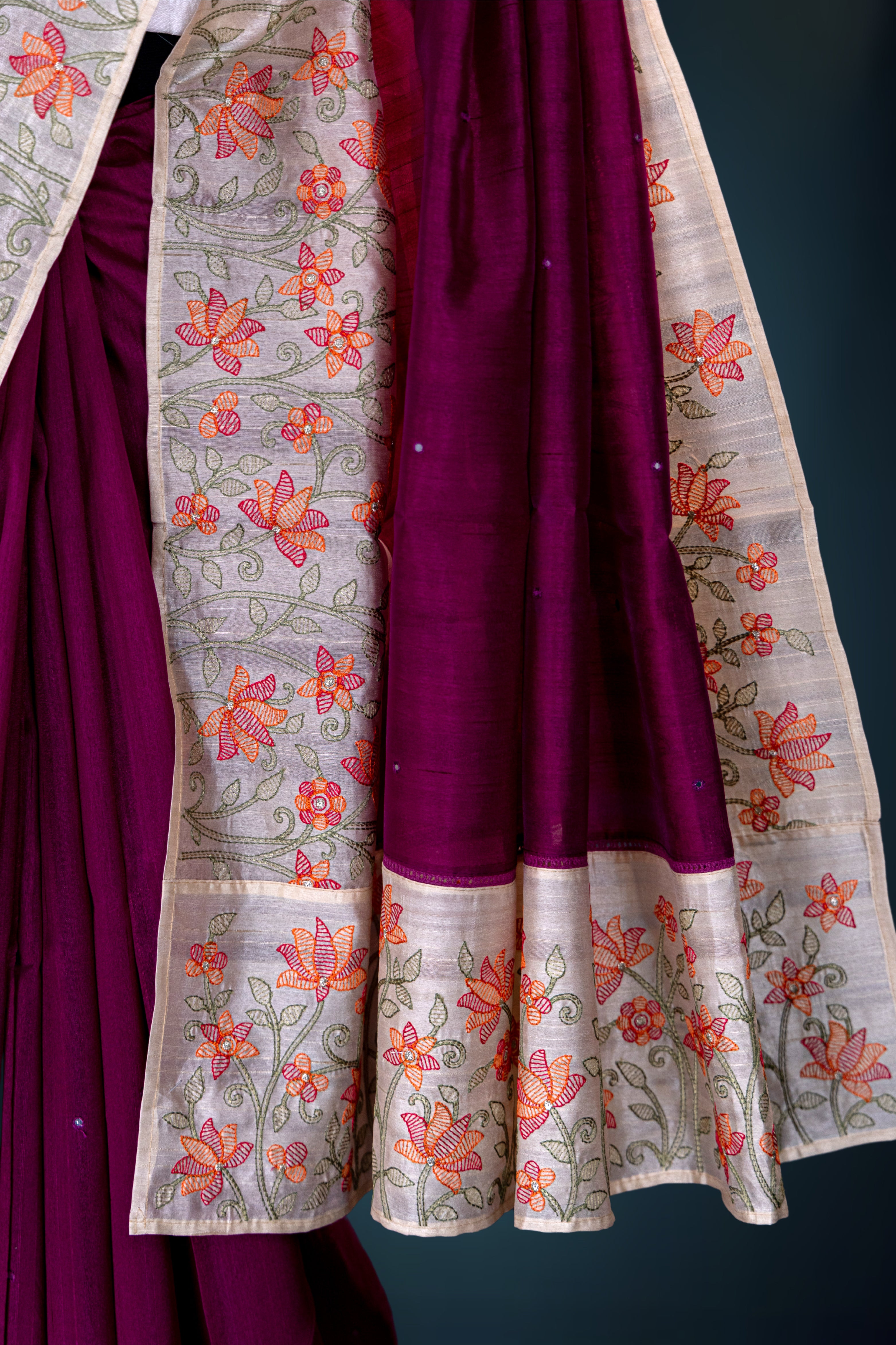 Semi Tussar Embroidery