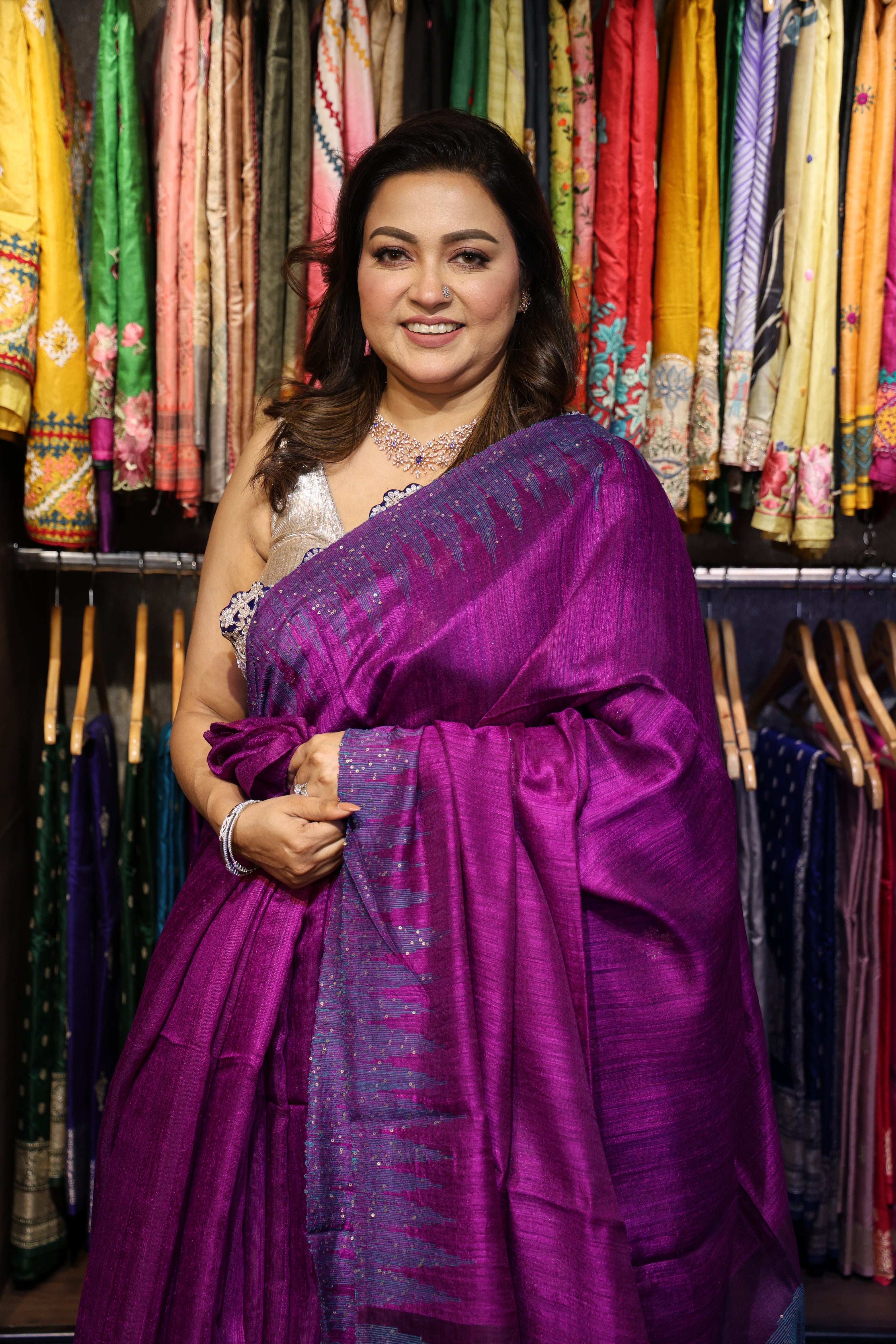 Bengal Matka Silk Saree Purple