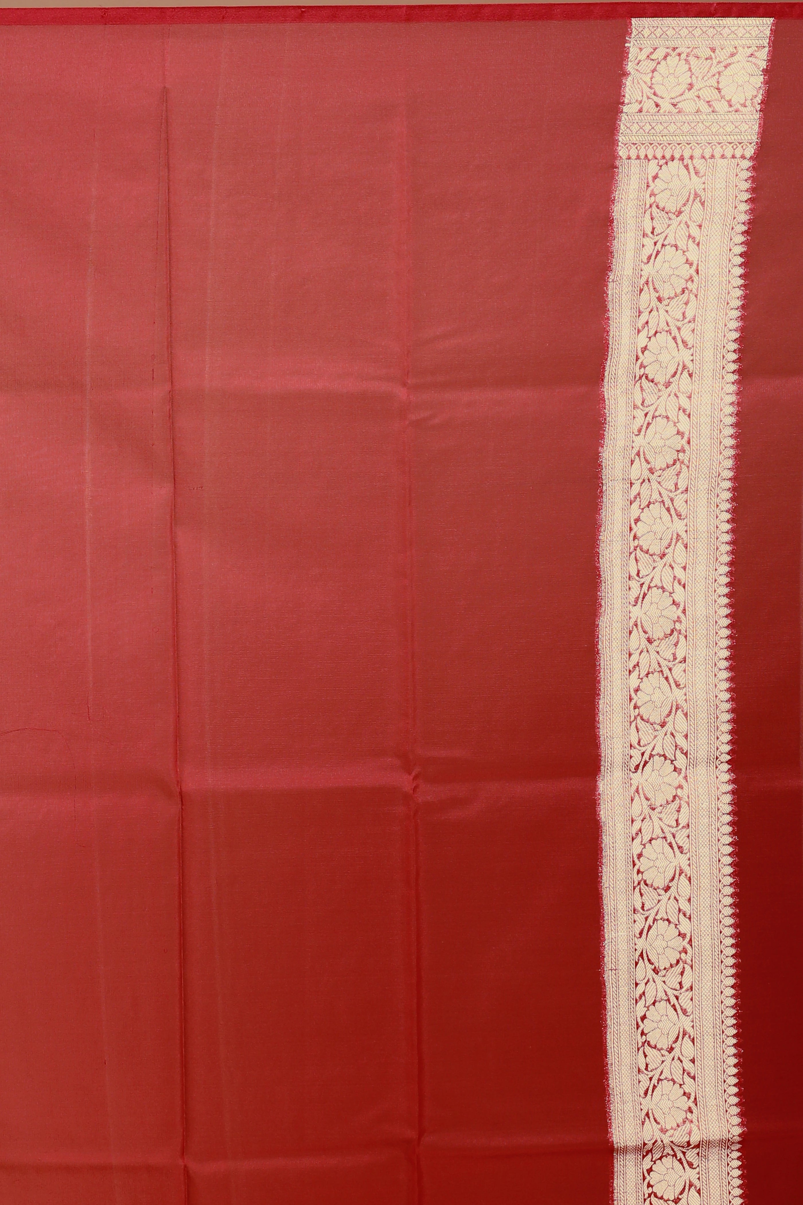 Red & White Semi Tissue Saree with Blouse Piece