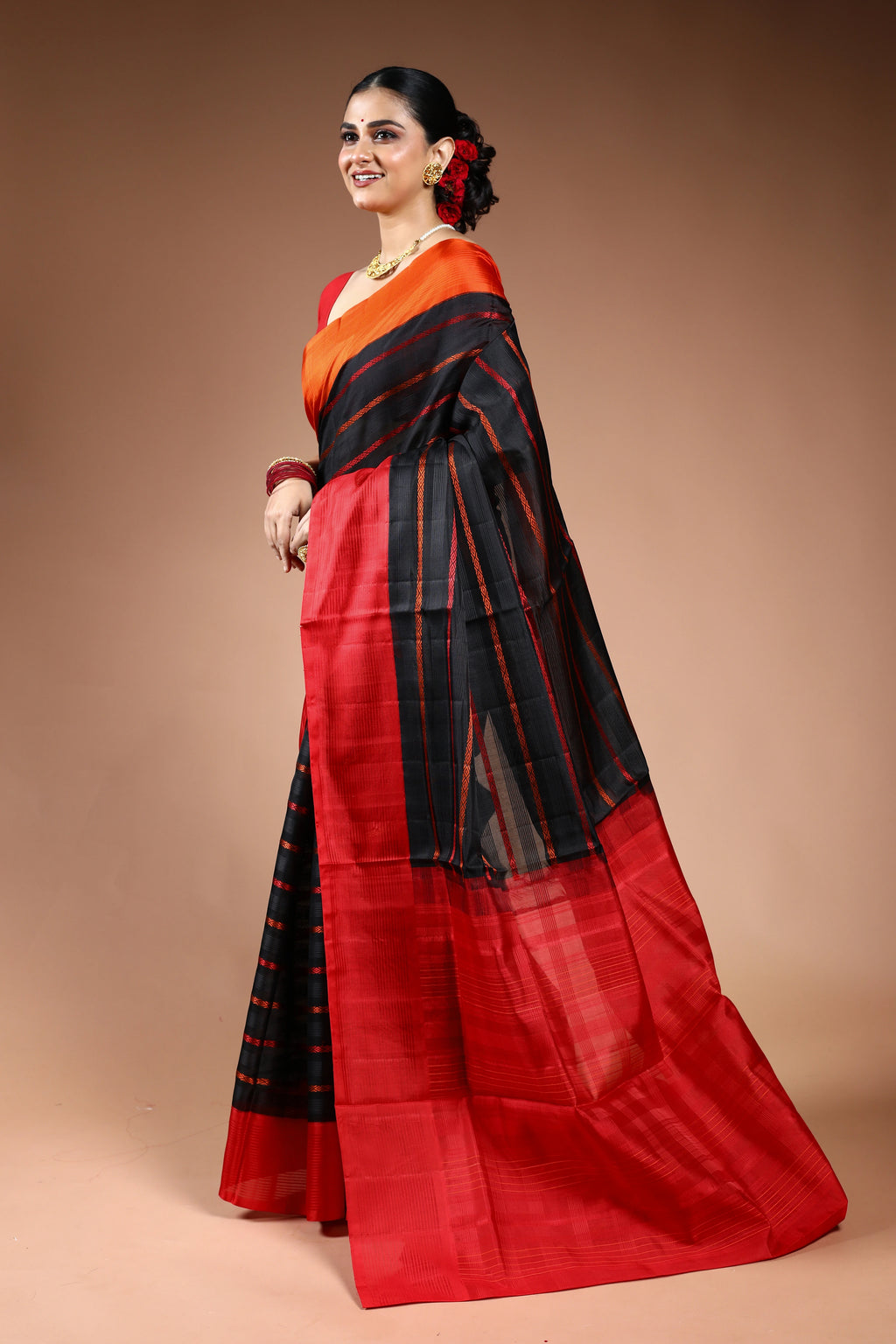 Black Zero Zari Kanjivaram Saree with Blouse Piece