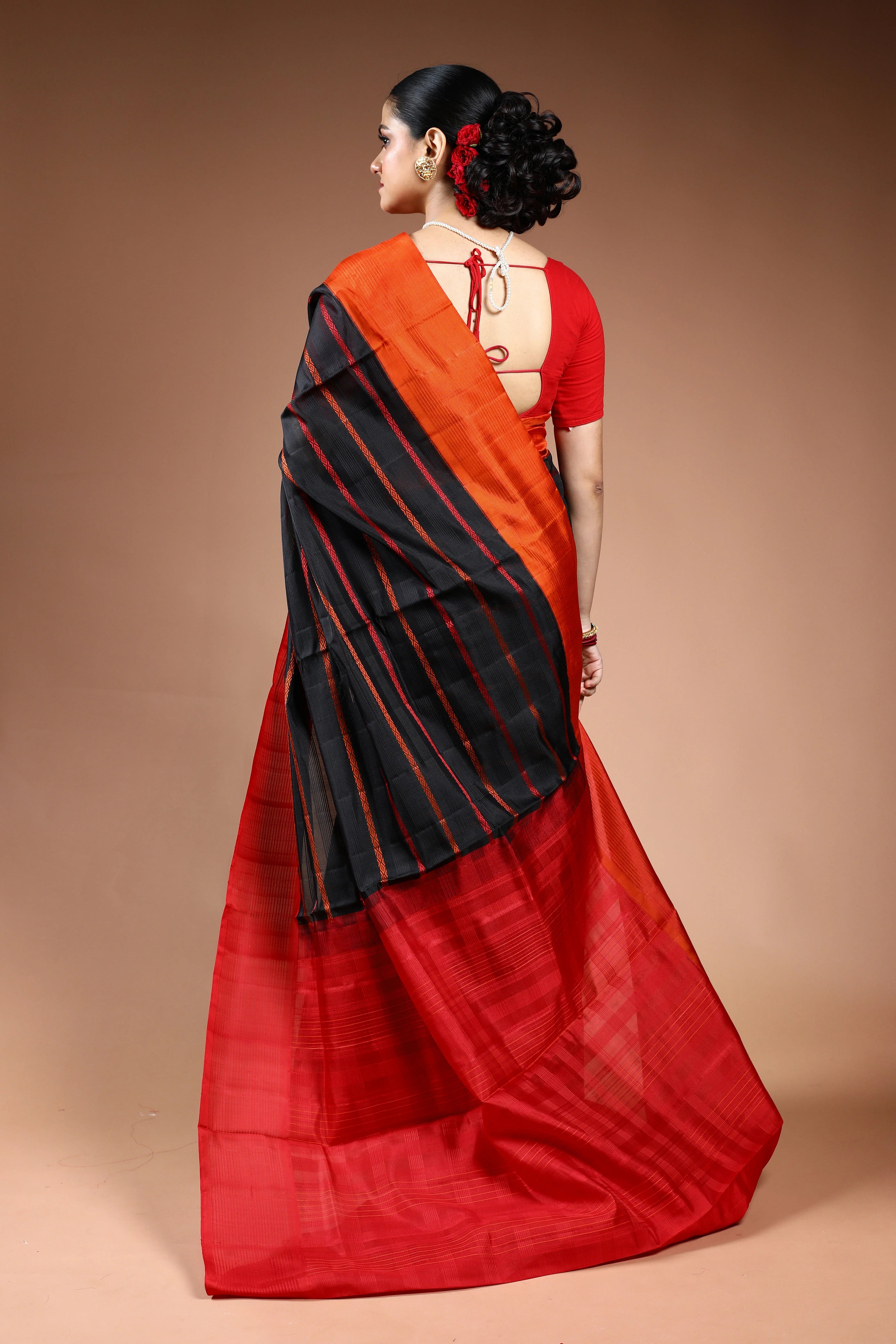 Black Zero Zari Kanjivaram Saree with Blouse Piece