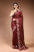 Maroon Semi Tussar Saree with Blouse Piece