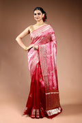 Red Shibori Banarasi Saree with Blouse Piece