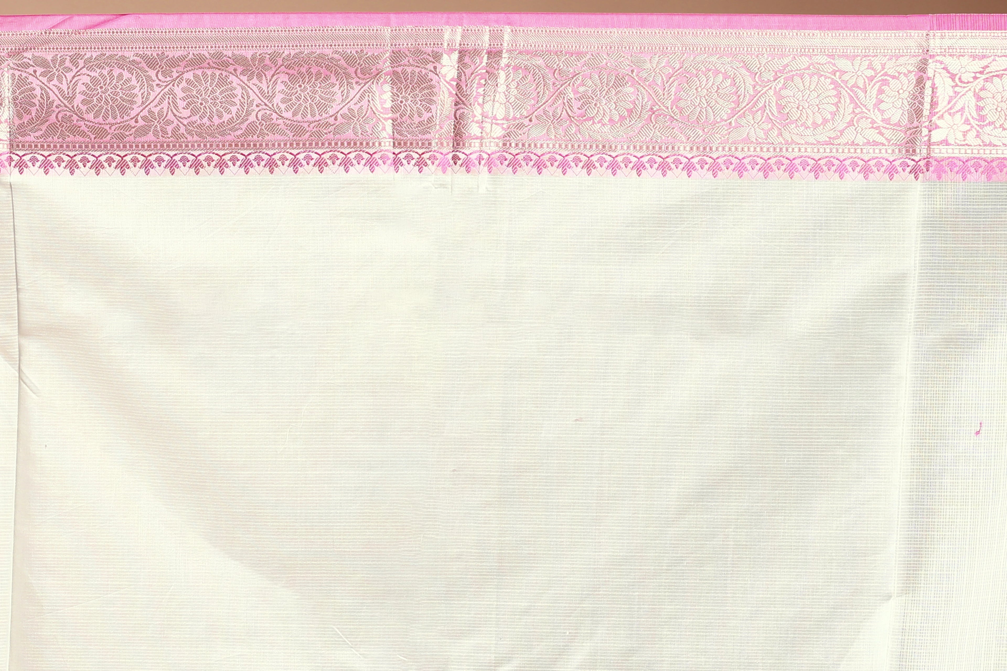 Red & White Semi Tissue Saree with Blouse Piece