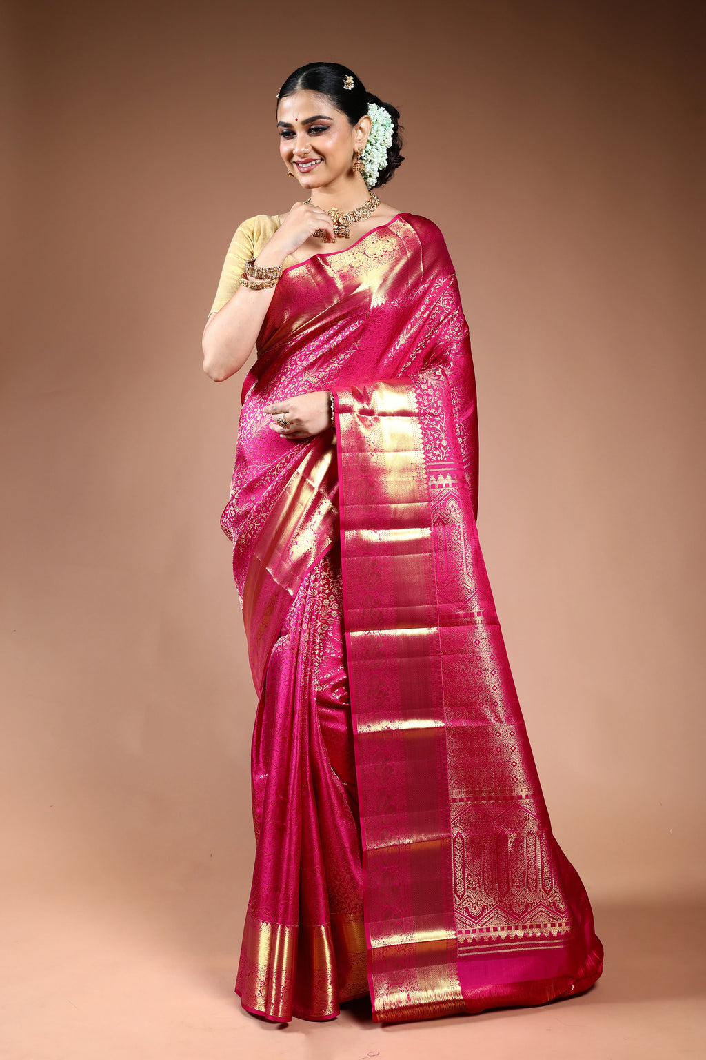 Rani Brocade Kanjivaram Saree with Blouse Piece