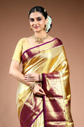 Golden Tissue Kanjivaram Saree with Blouse Piece
