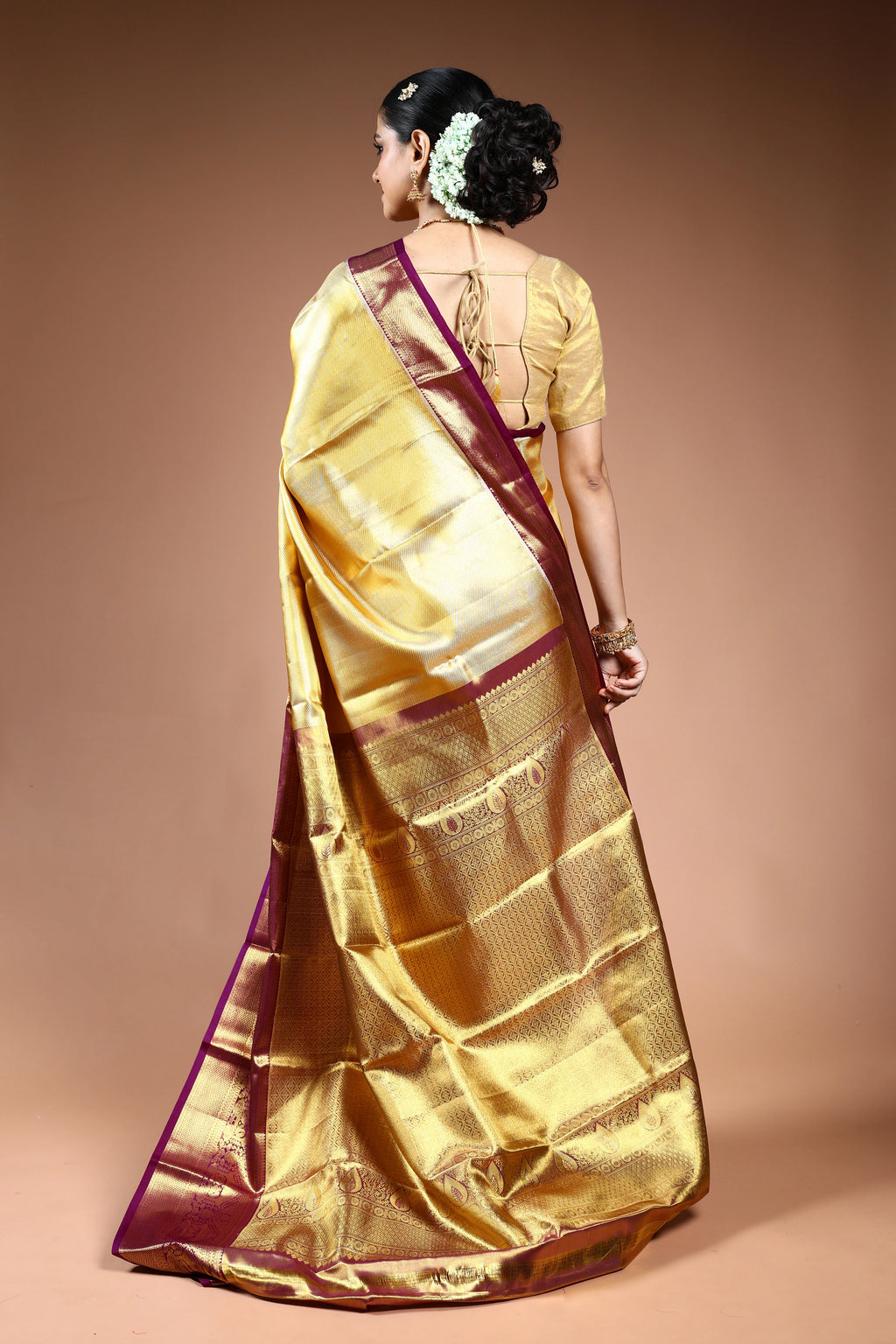 Golden Tissue Kanjivaram Saree with Blouse Piece