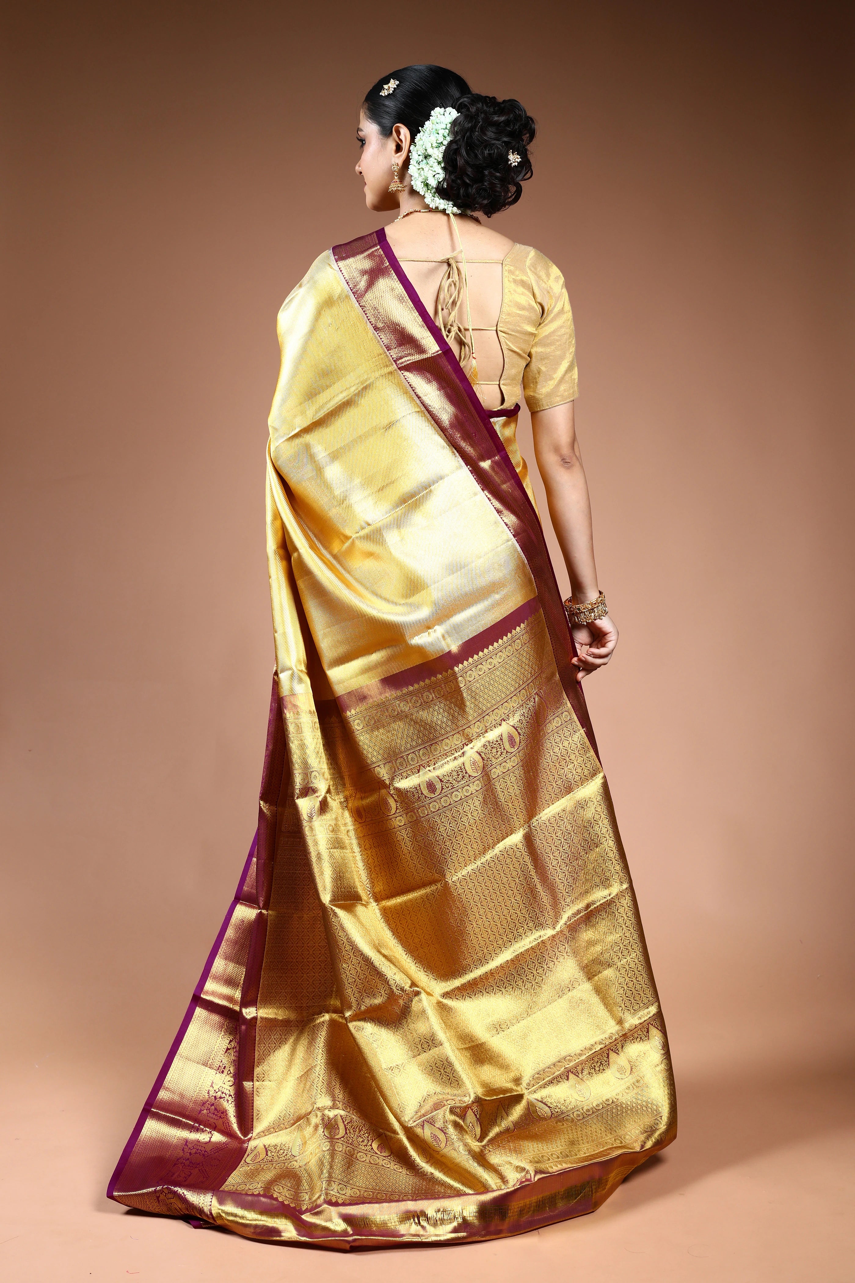 Golden Tissue Kanjivaram Saree with Blouse Piece