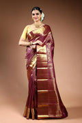 Wine Brocade Kanjivaram Saree with Blouse Piece