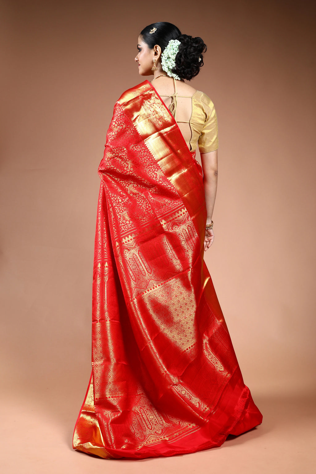 Red Brocade Kanjivaram Saree with Blouse Piece