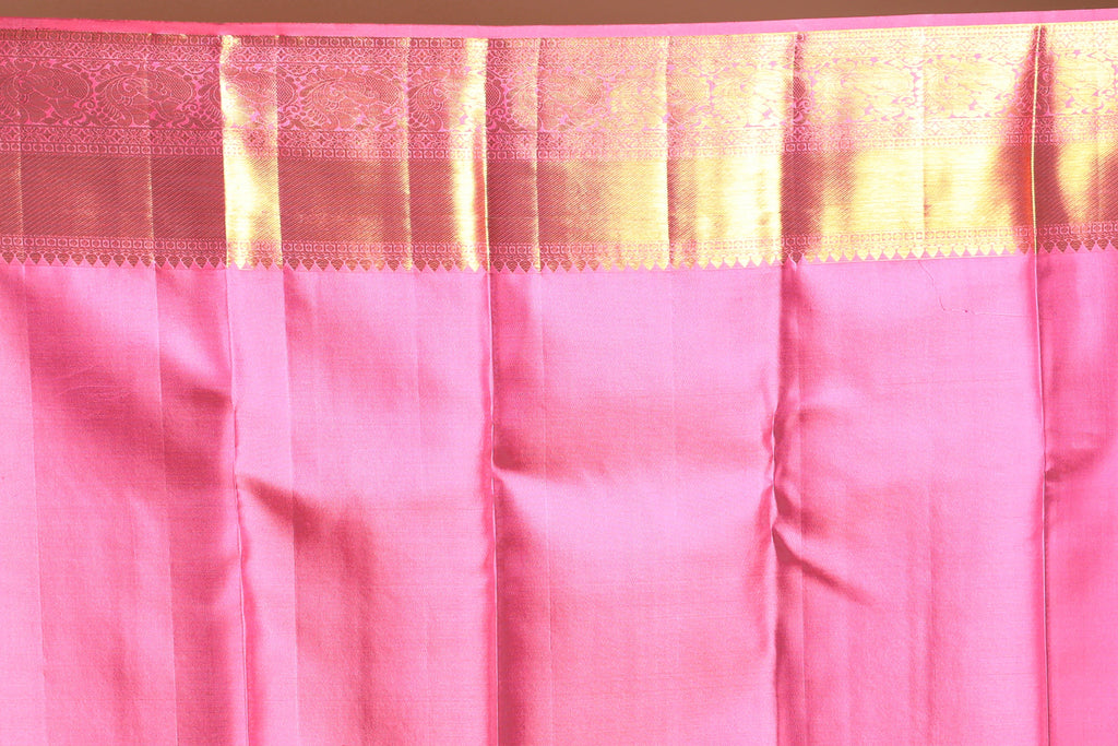Baby Pink Brocade Kanjivaram Saree with Blouse Piece
