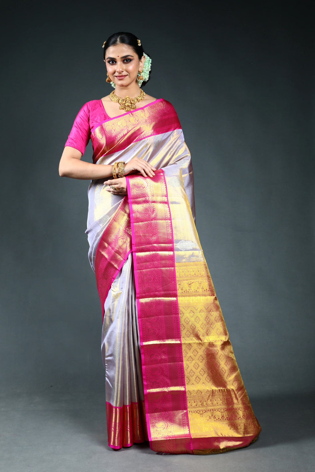 Mauf Tissue Kanjivaram Saree with Blouse Piece