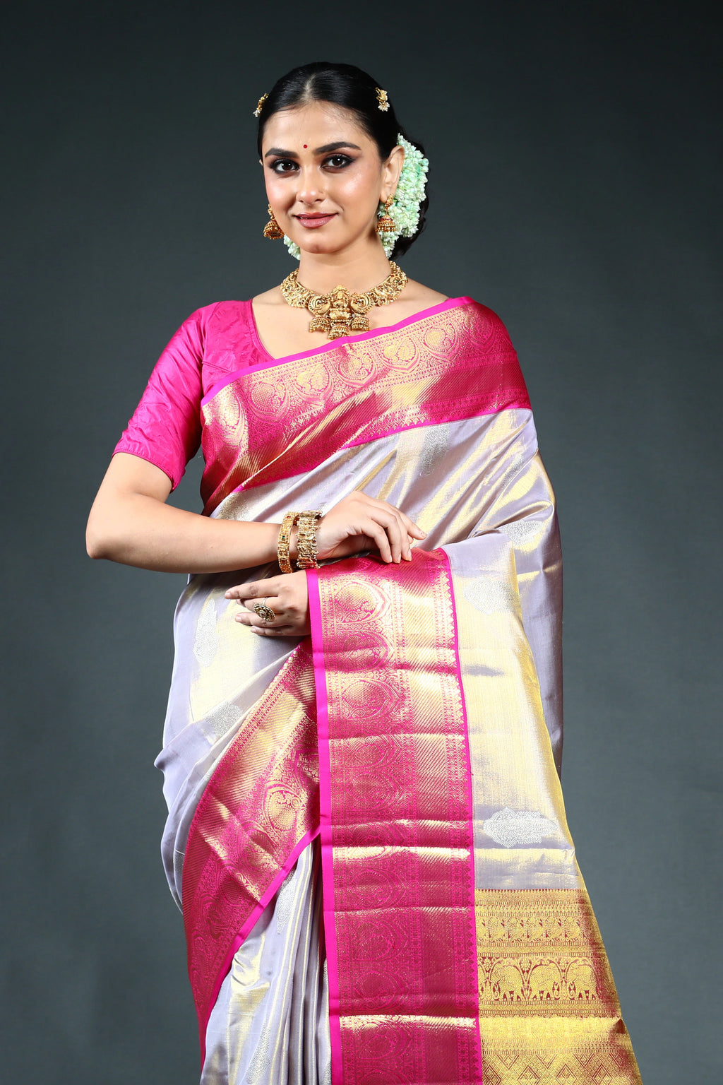 Mauf Tissue Kanjivaram Saree with Blouse Piece