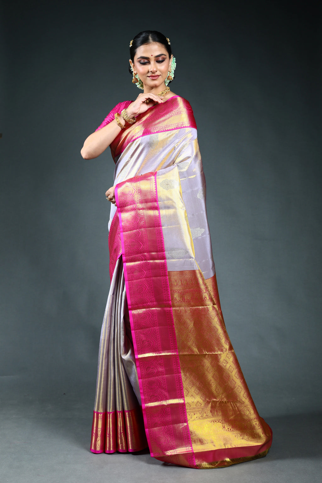 Mauf Tissue Kanjivaram Saree with Blouse Piece