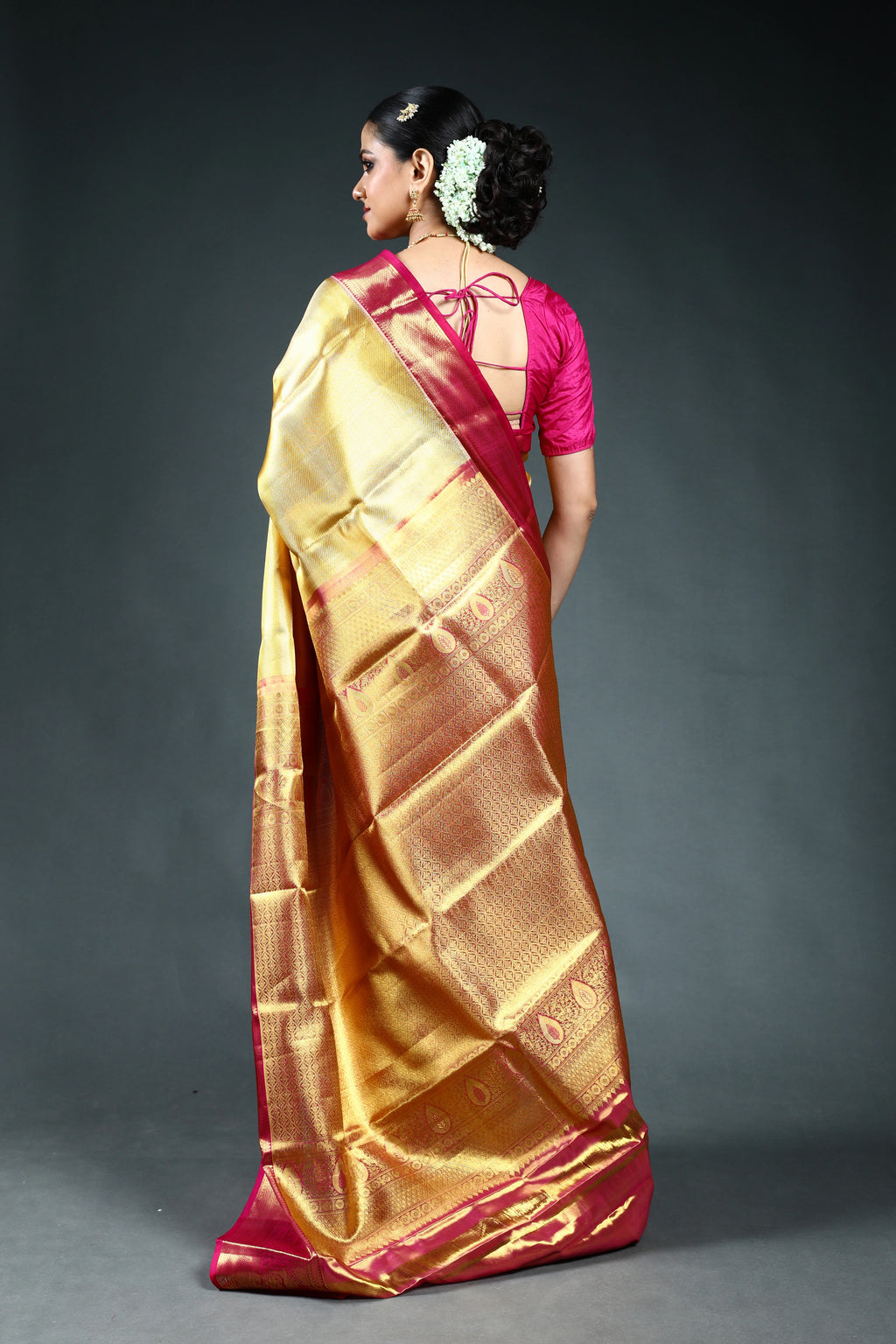 Golden Tissue Kanjivaram Saree with Blouse Piece