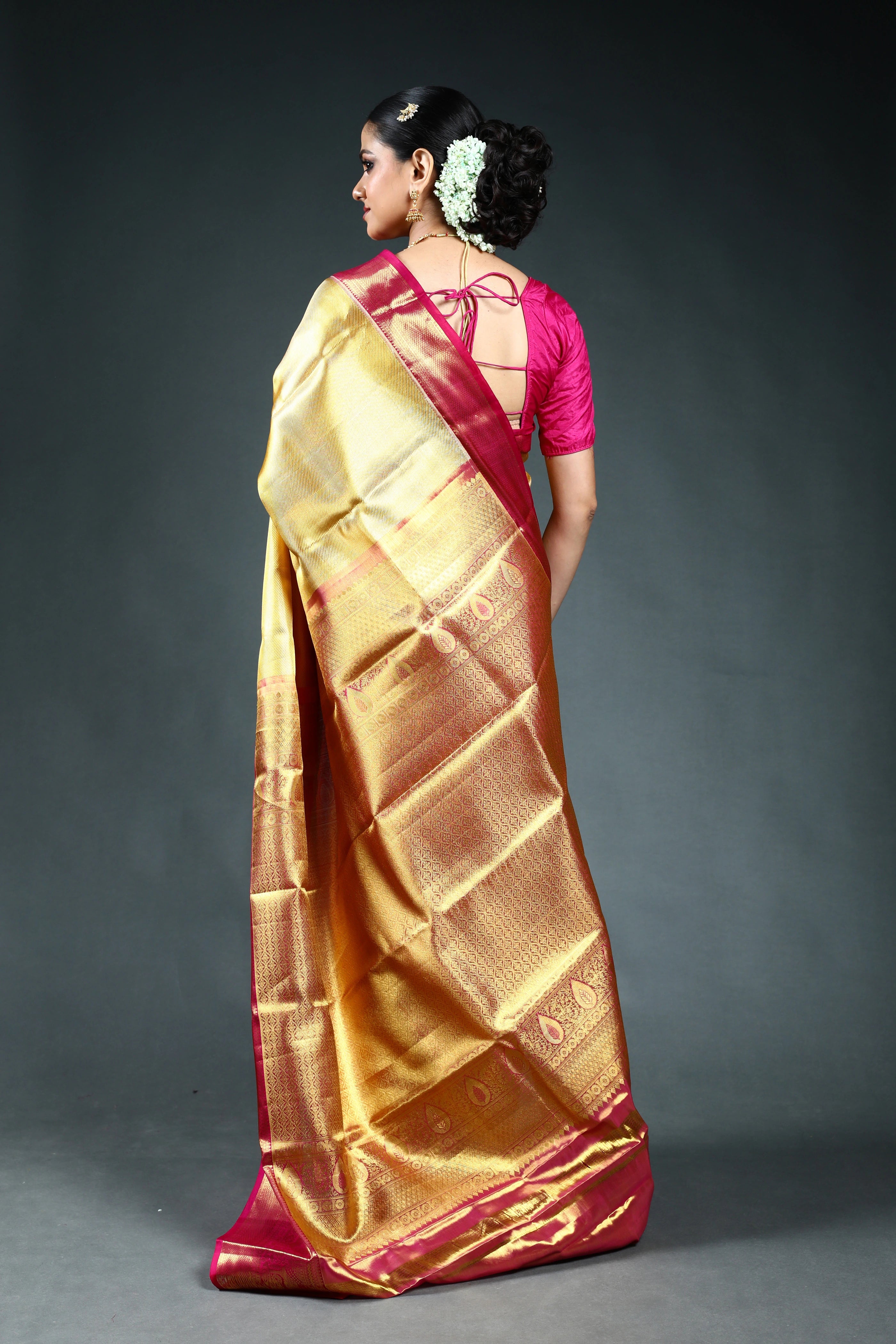 Golden Tissue Kanjivaram Saree with Blouse Piece
