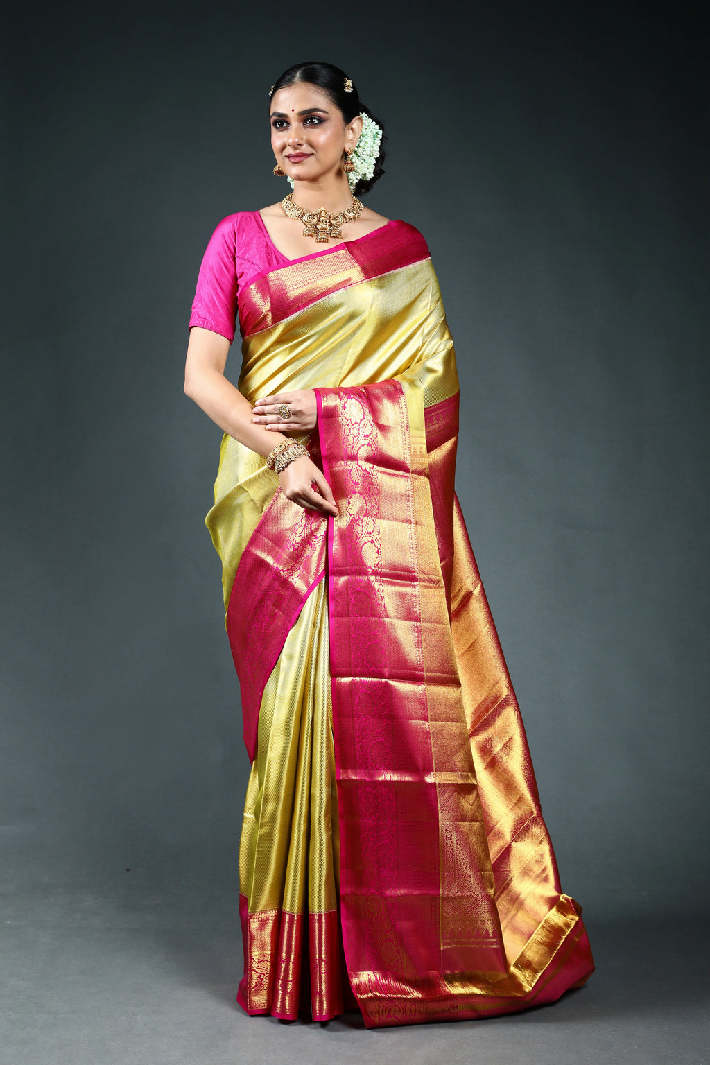 Golden Tissue Kanjivaram Saree with Blouse Piece