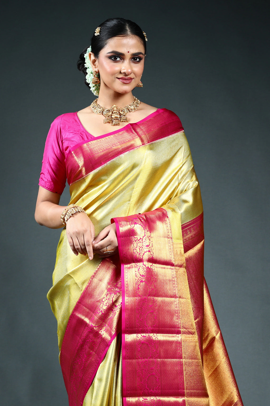 Golden Tissue Kanjivaram Saree with Blouse Piece