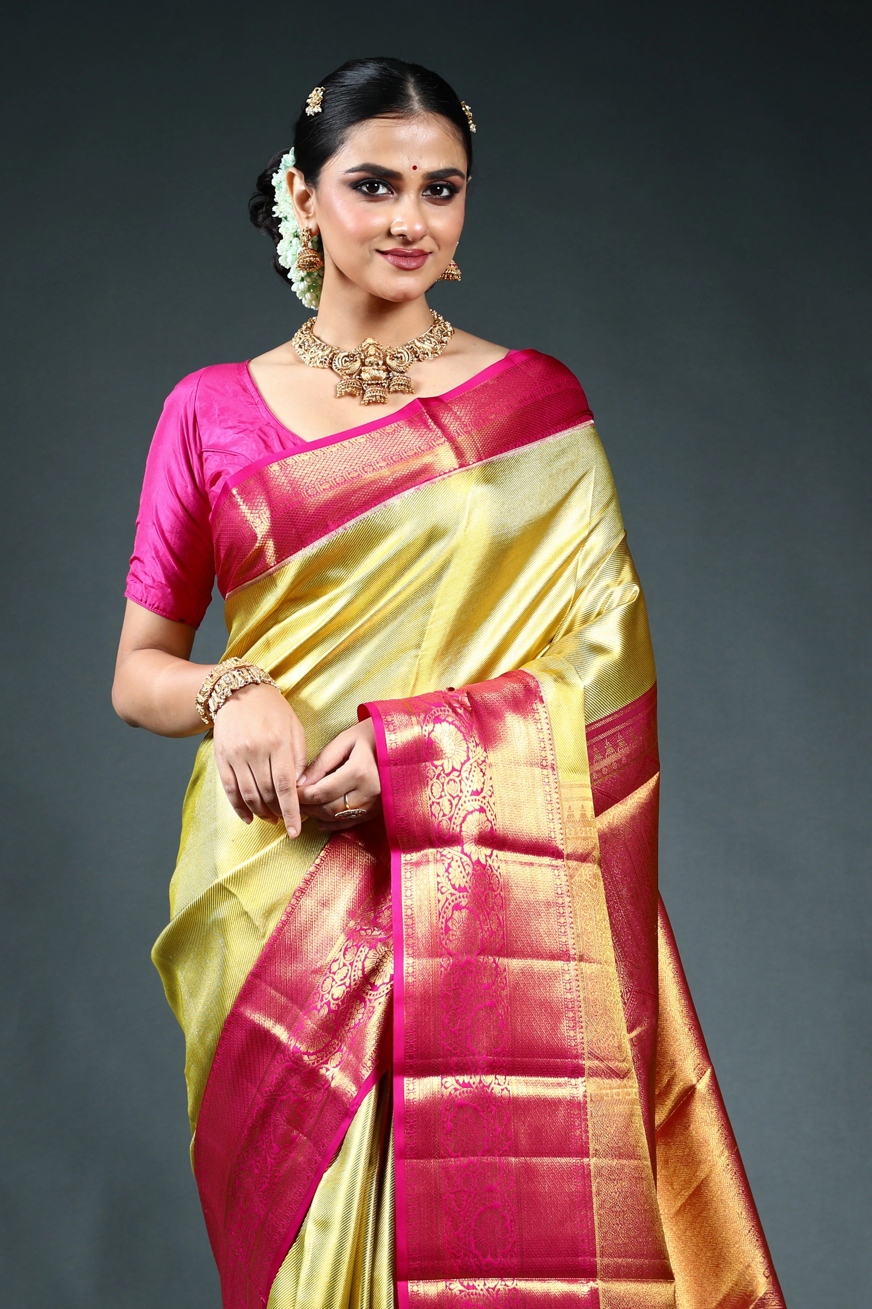 Golden Tissue Kanjivaram Saree with Blouse Piece