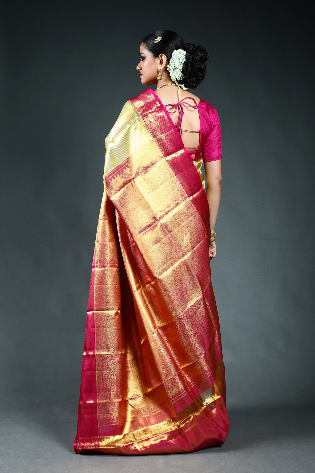 Golden Tissue Kanjivaram Saree with Blouse Piece