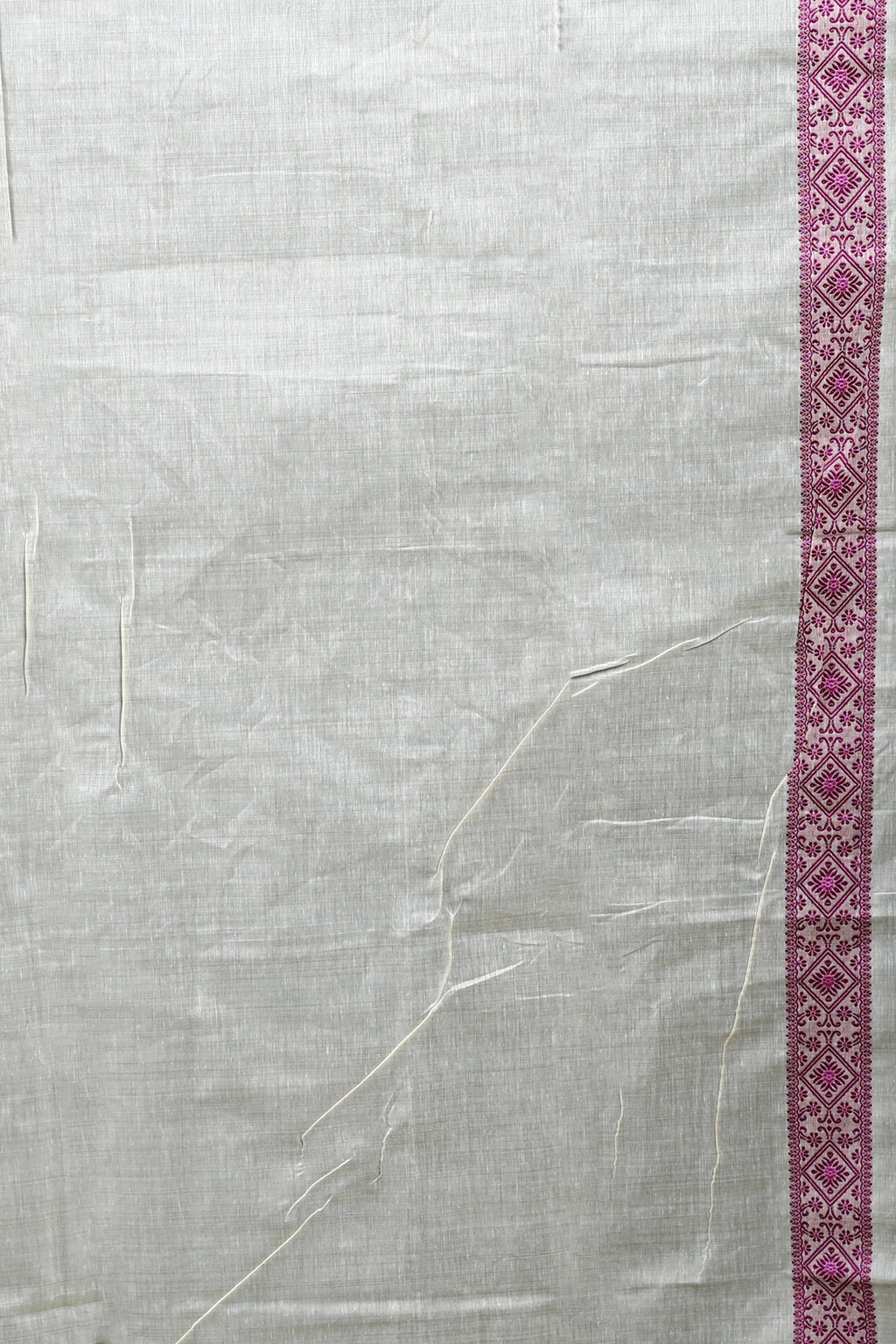 Offwhite Purple Semi Assam Silk Saree with Blouse Piece