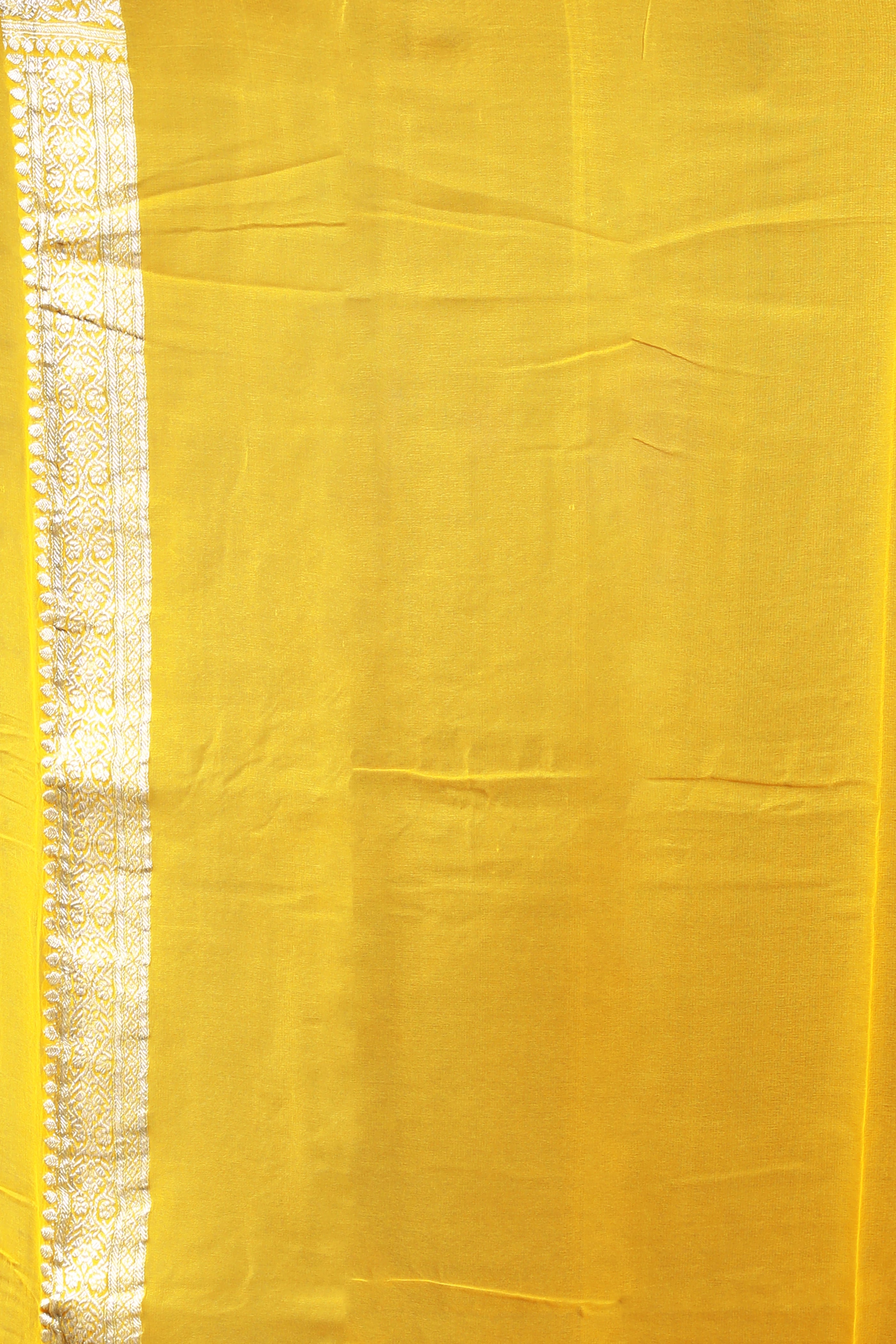 Yellow Chiffon Banarasi Saree with Blouse Piece