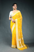 Yellow Chiffon Banarasi Saree with Blouse Piece