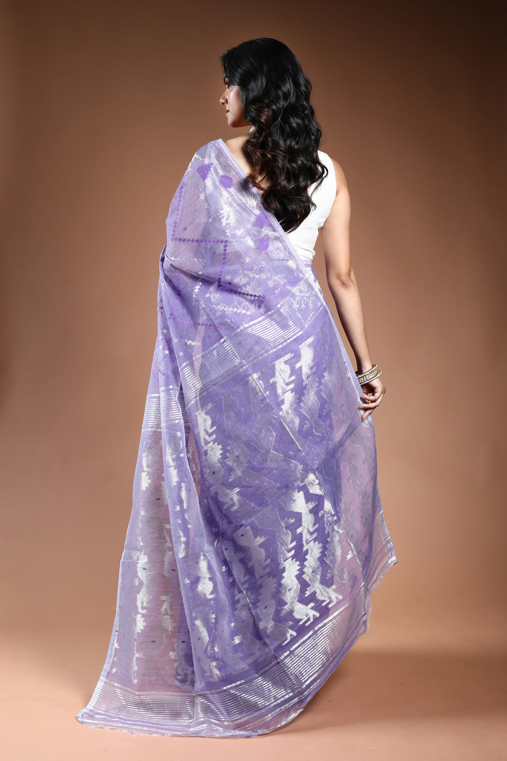 Lavendar Bengal Jamdani Saree with Blouse Piece