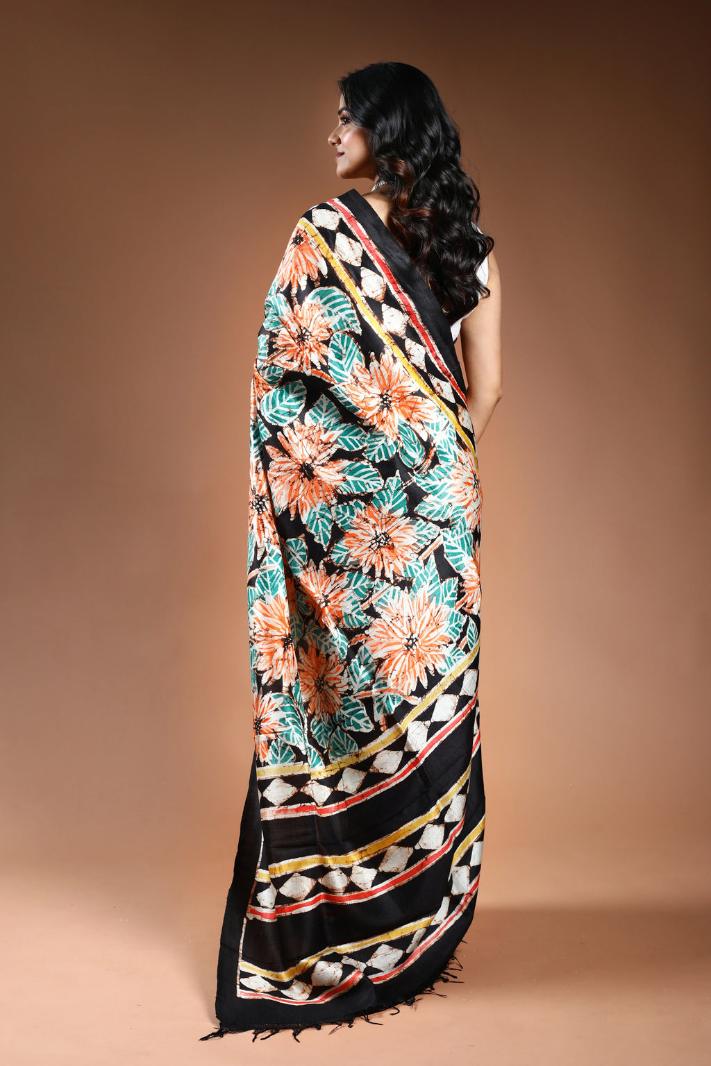 Black Pure Bishnupur Silk Saree with Blouse Piece