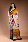 Multicolor Pure Bishnupur Silk Saree with Blouse Piece