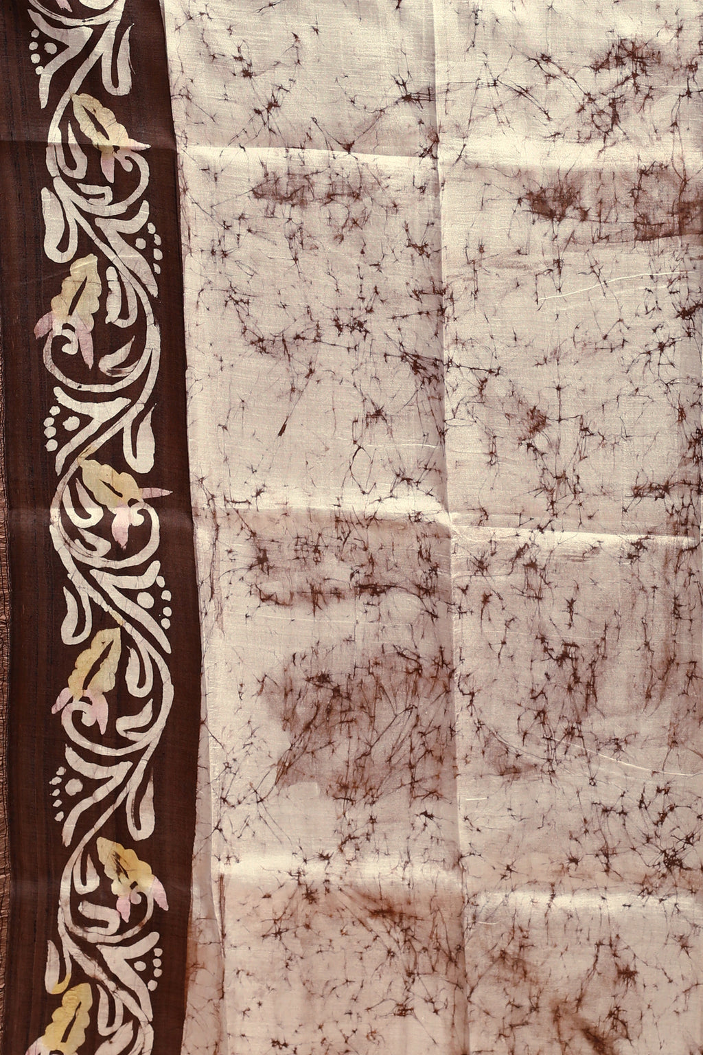 Brown & Offwhite Pure Bishnupur Silk Saree with Blouse Piece