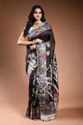Dark Choclate Brown Pure Bishnupur Silk Saree with Blouse Piece