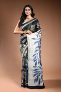 Charcoal Pure bishnupur silk Saree with Blouse Piece