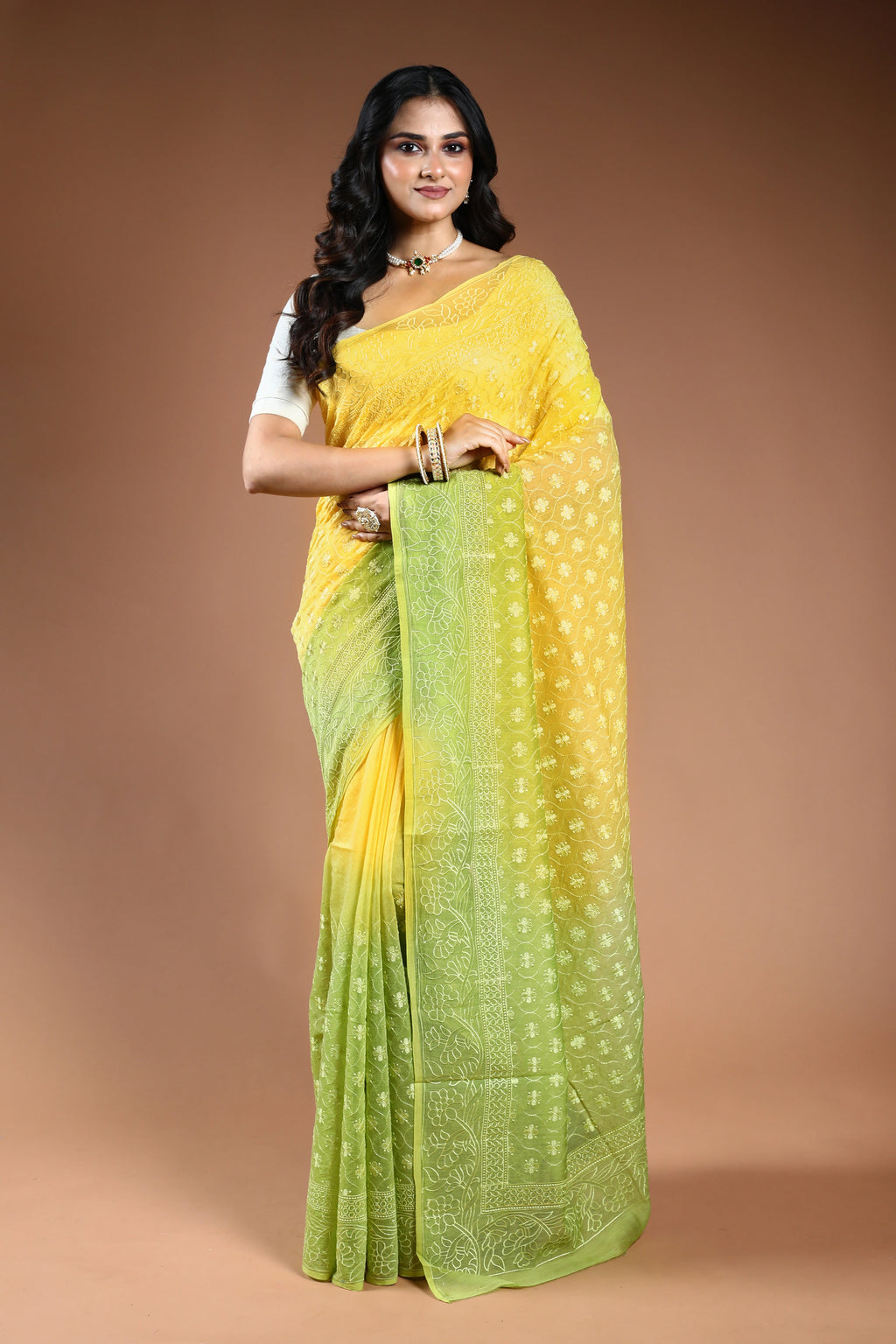 Cotton chikankari Saree with Blouse Piece