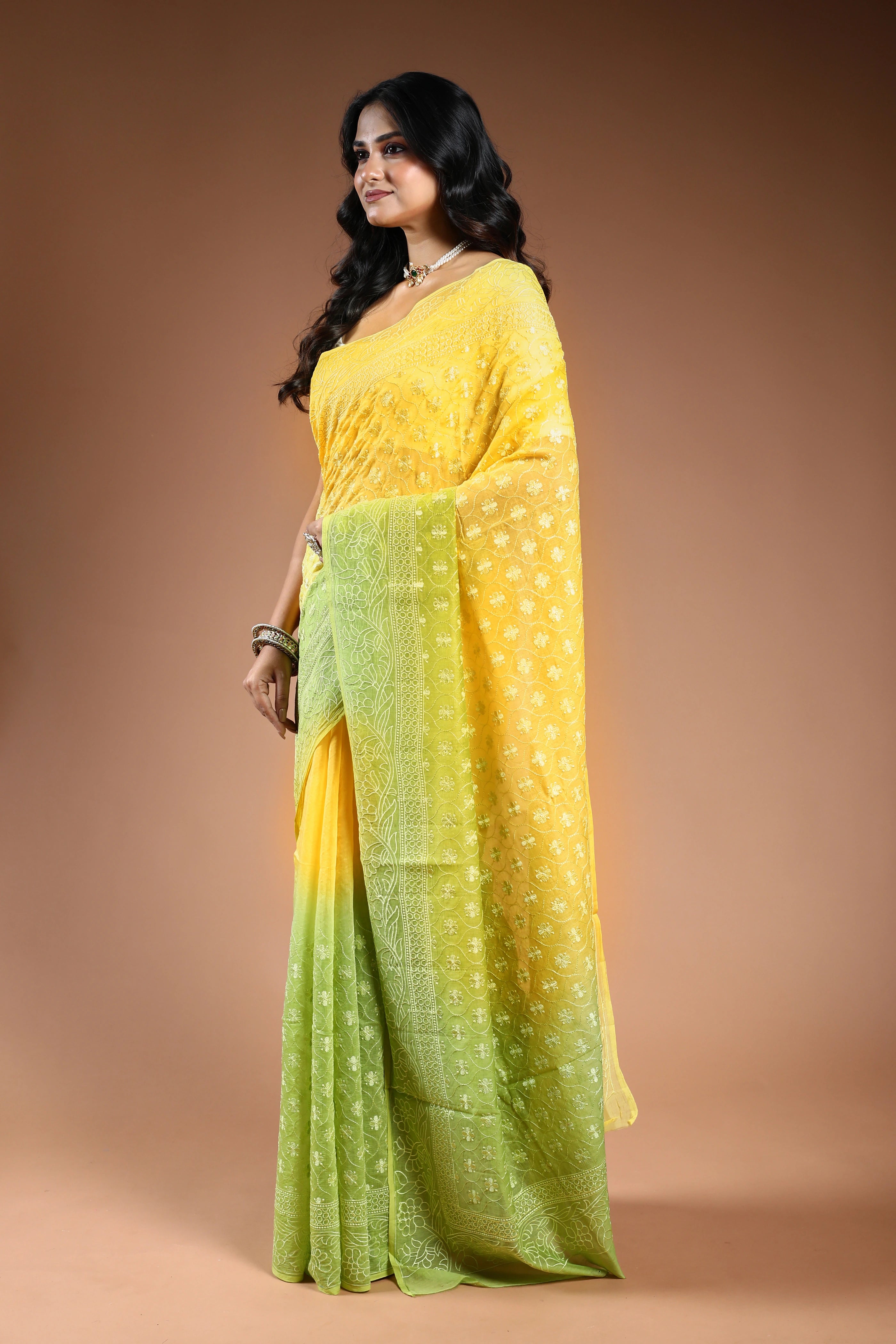 Cotton chikankari Saree with Blouse Piece