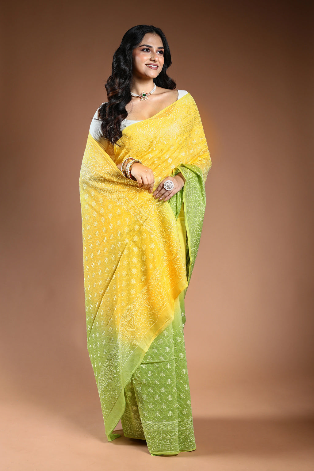 Cotton chikankari Saree with Blouse Piece