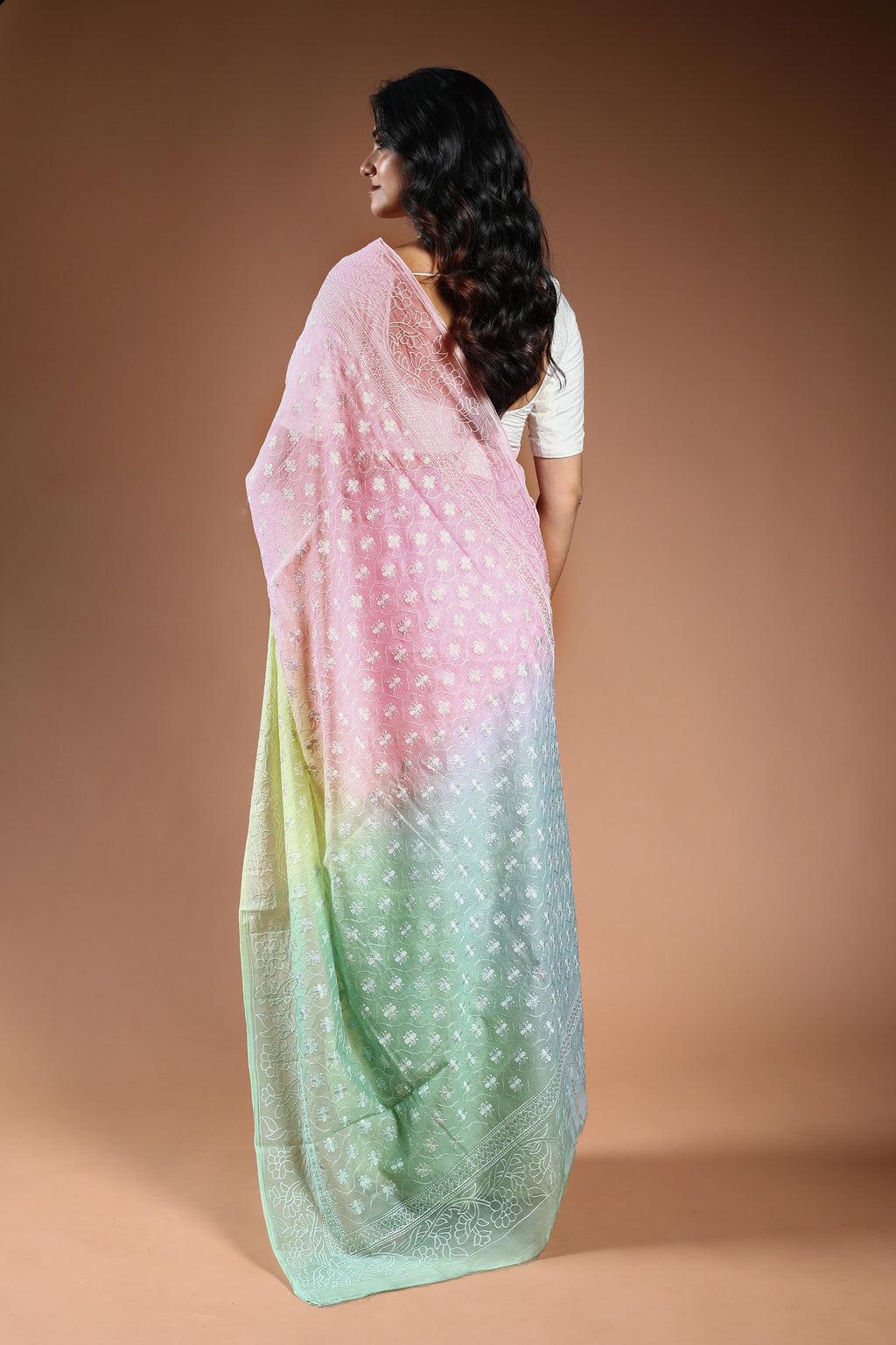 Cotton chikankari Saree with Blouse Piece